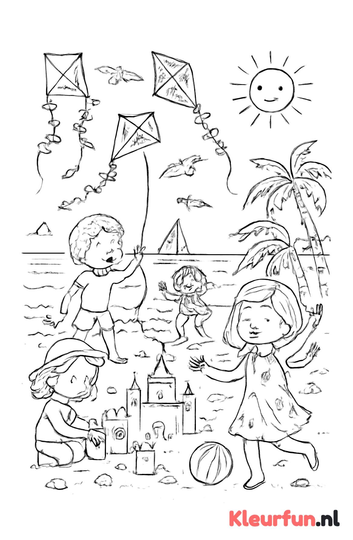 Zomers strandfeest met kinderen en vliegers