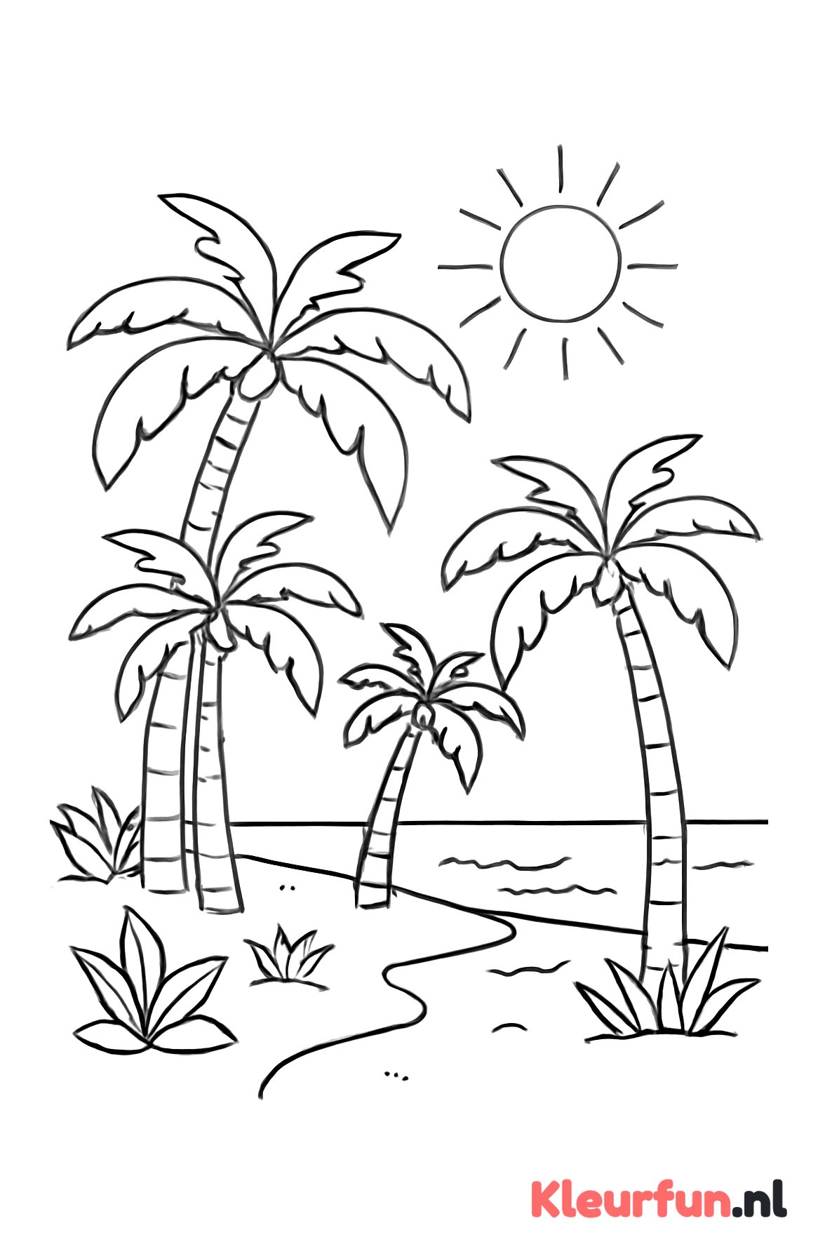 Tropisch strand met palmbomen