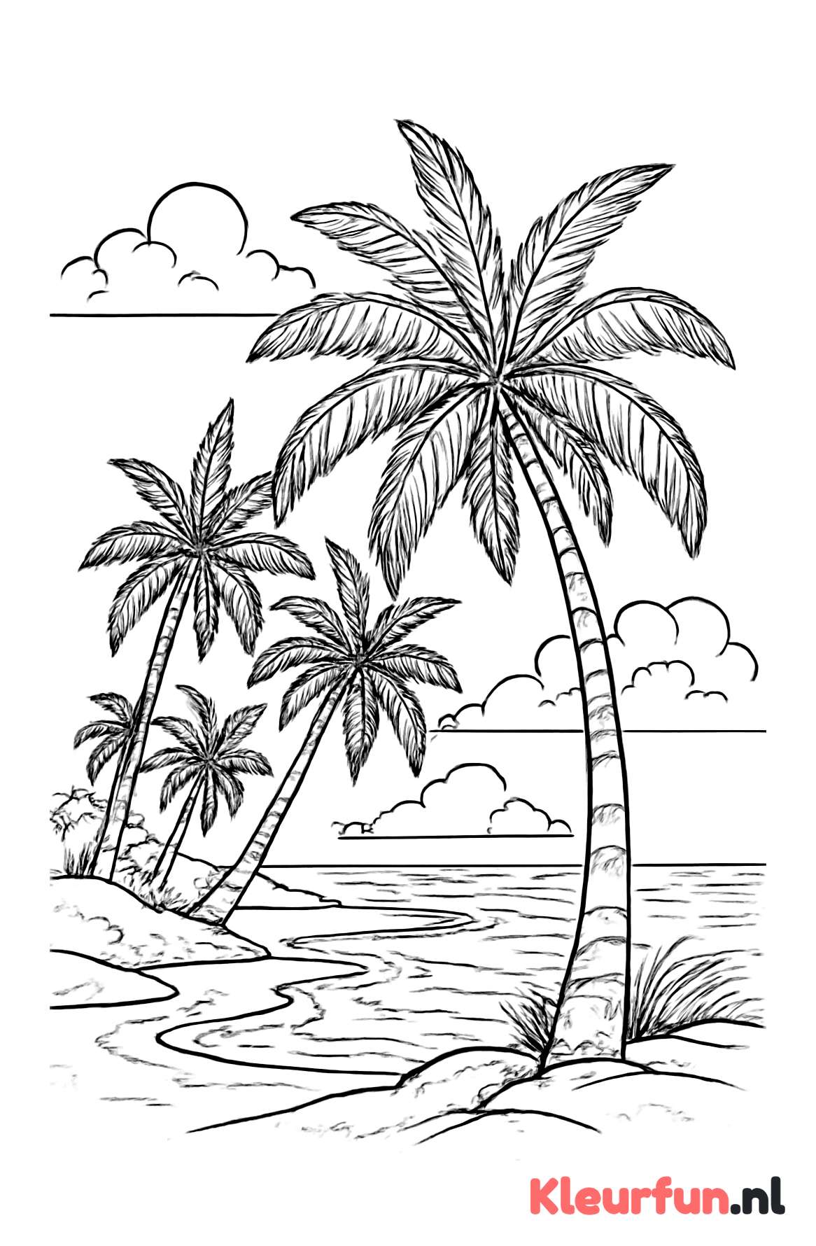 Tropisch strand met palmbomen