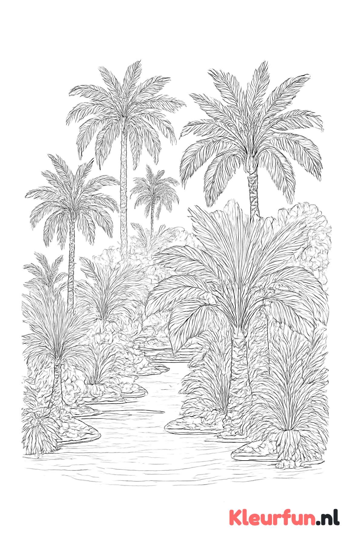 Tropische oase met palmbomen
