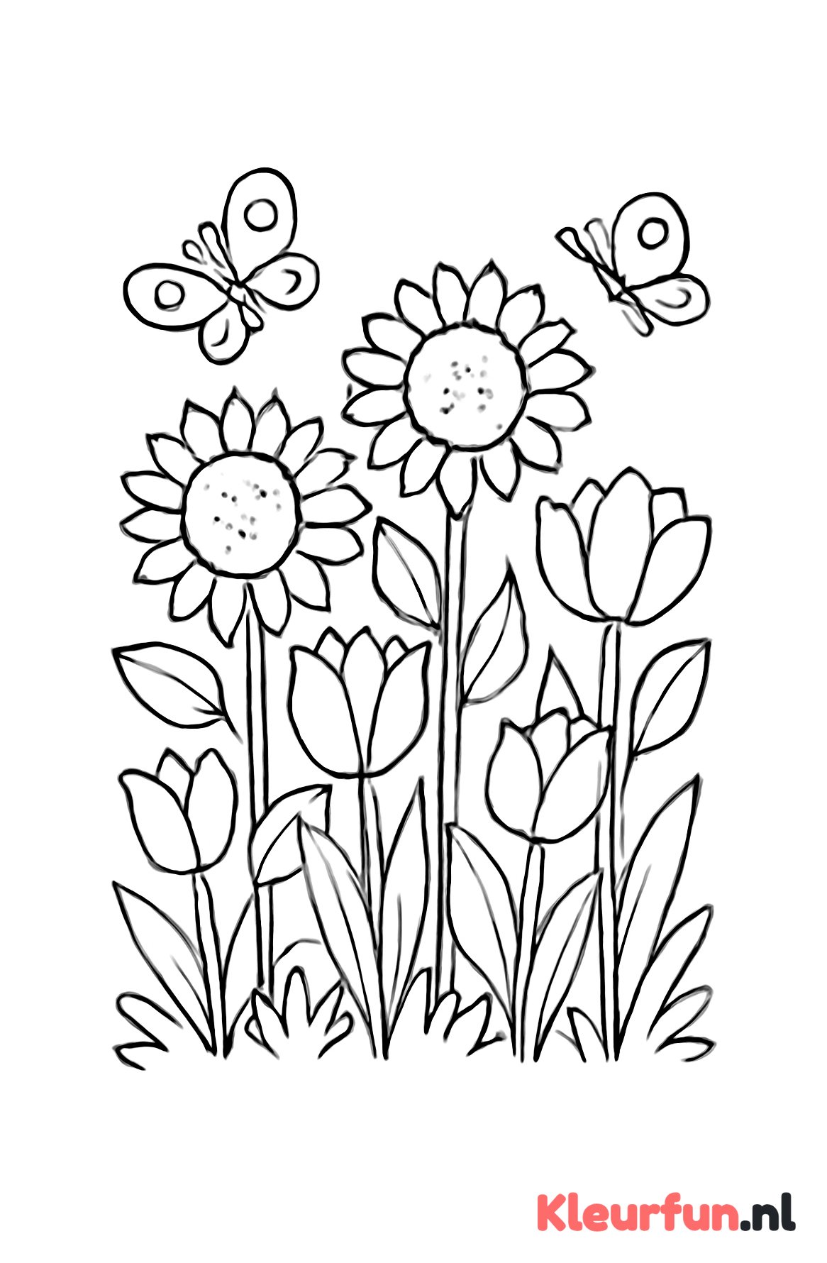Tuin vol zomerbloemen en vlinders