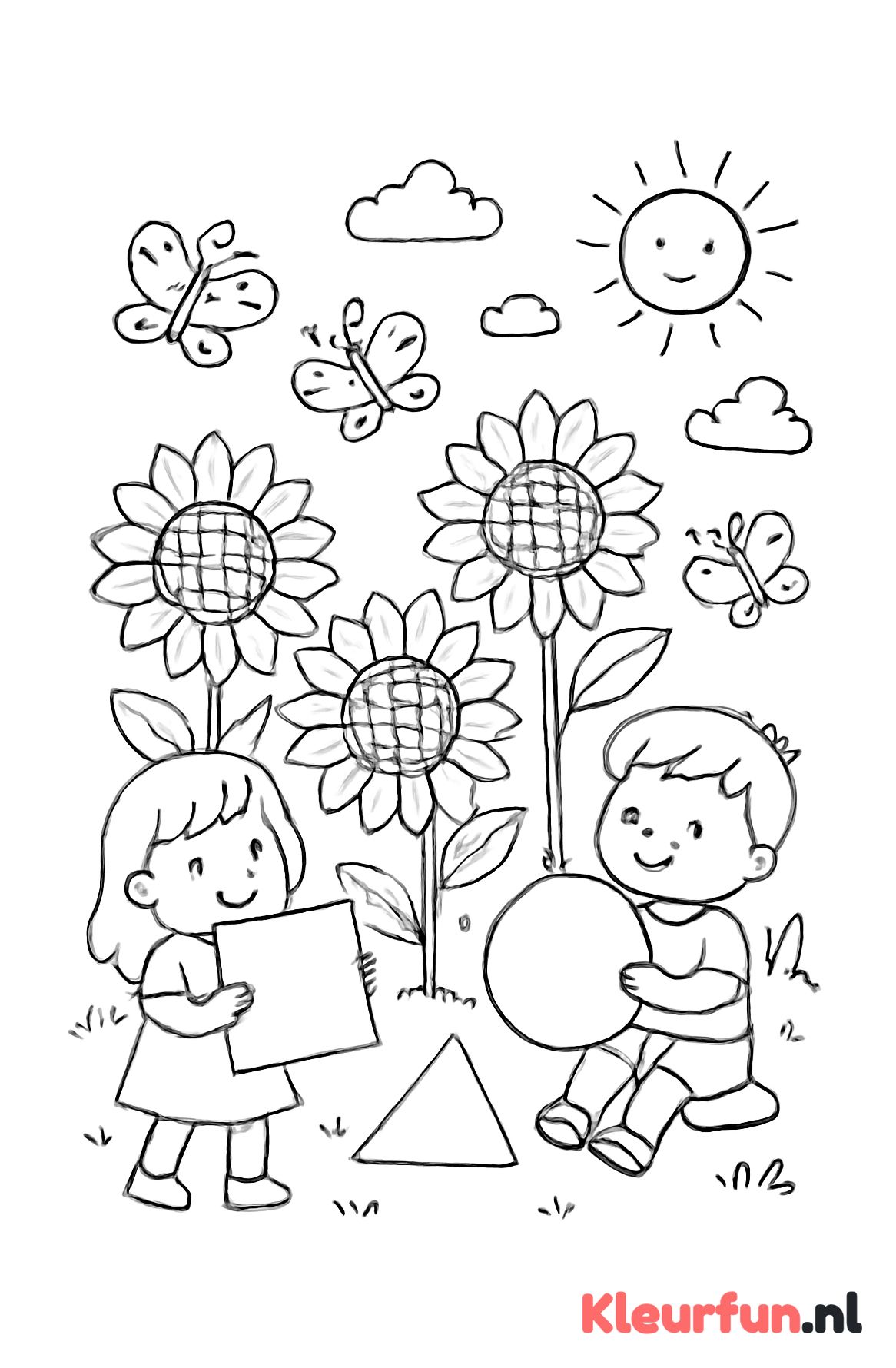 Zonnige tuin met vlinders