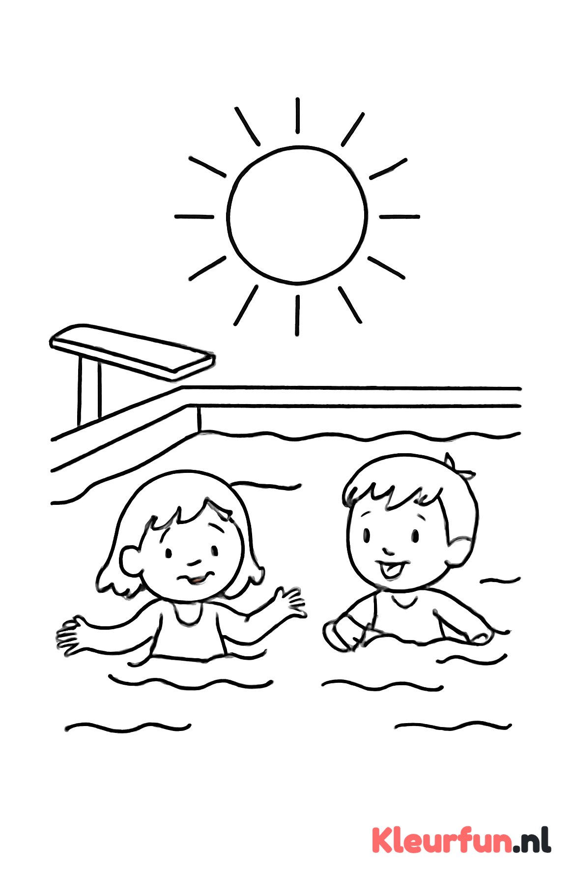 Twee kinderen zwemmen samen