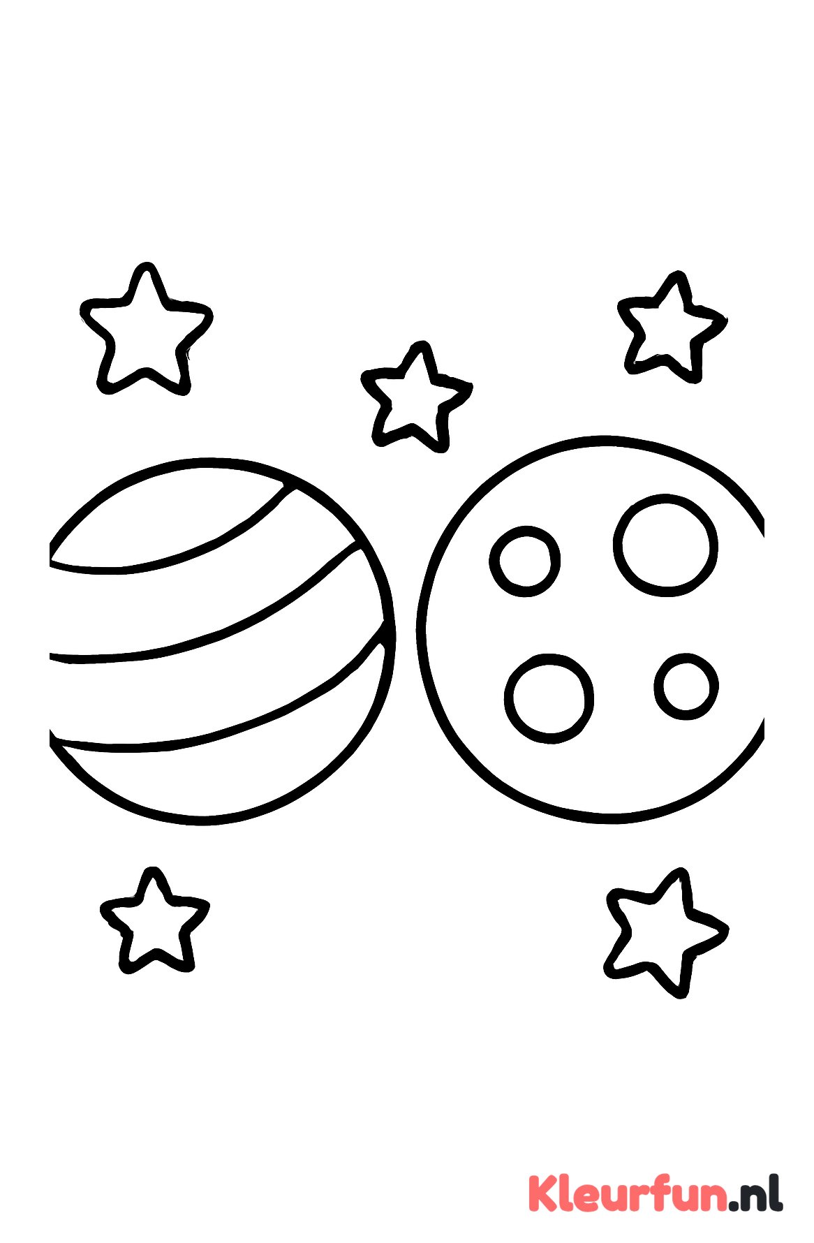 Twee grote planeten met sterren