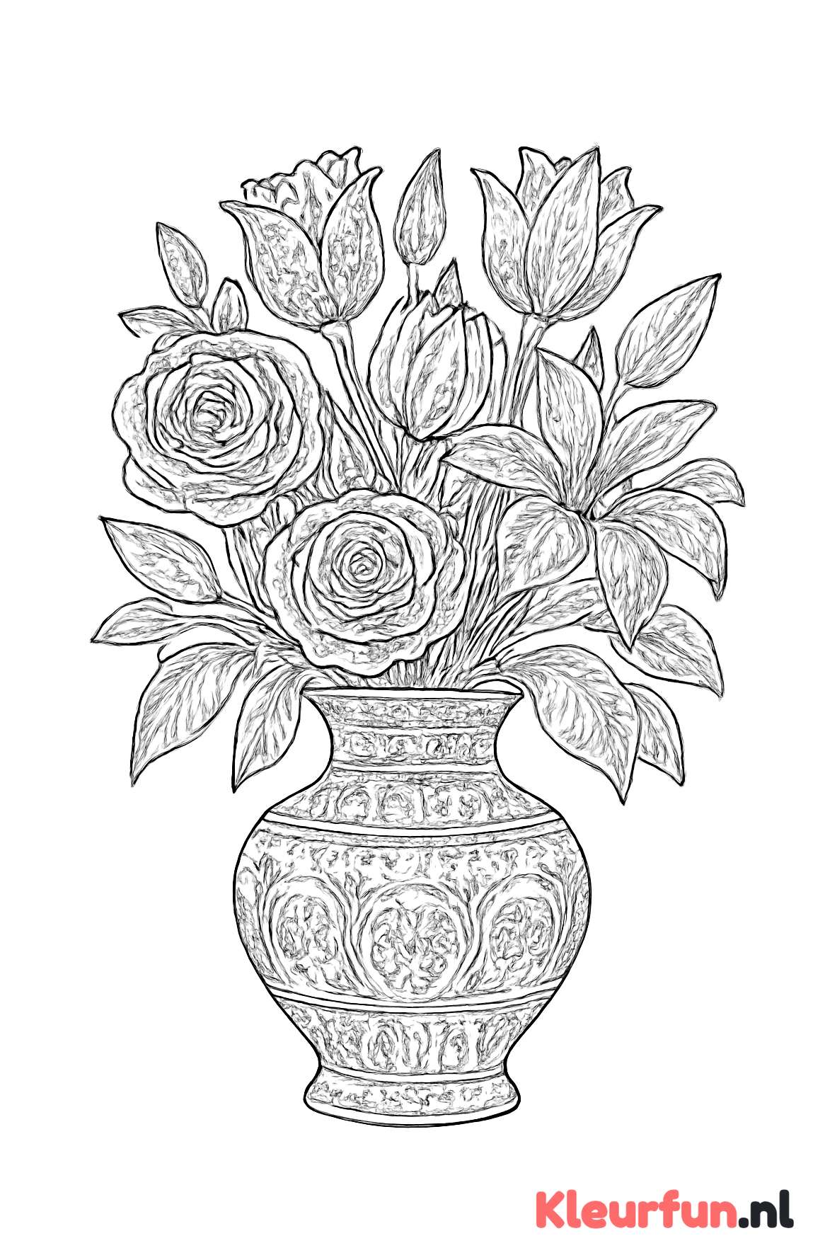 Vaas met diverse bloemen