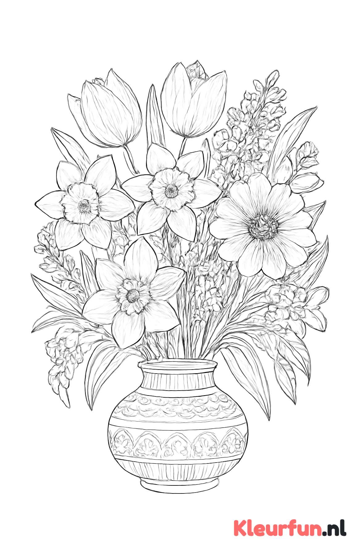 Vaas met voorjaarsbloemen
