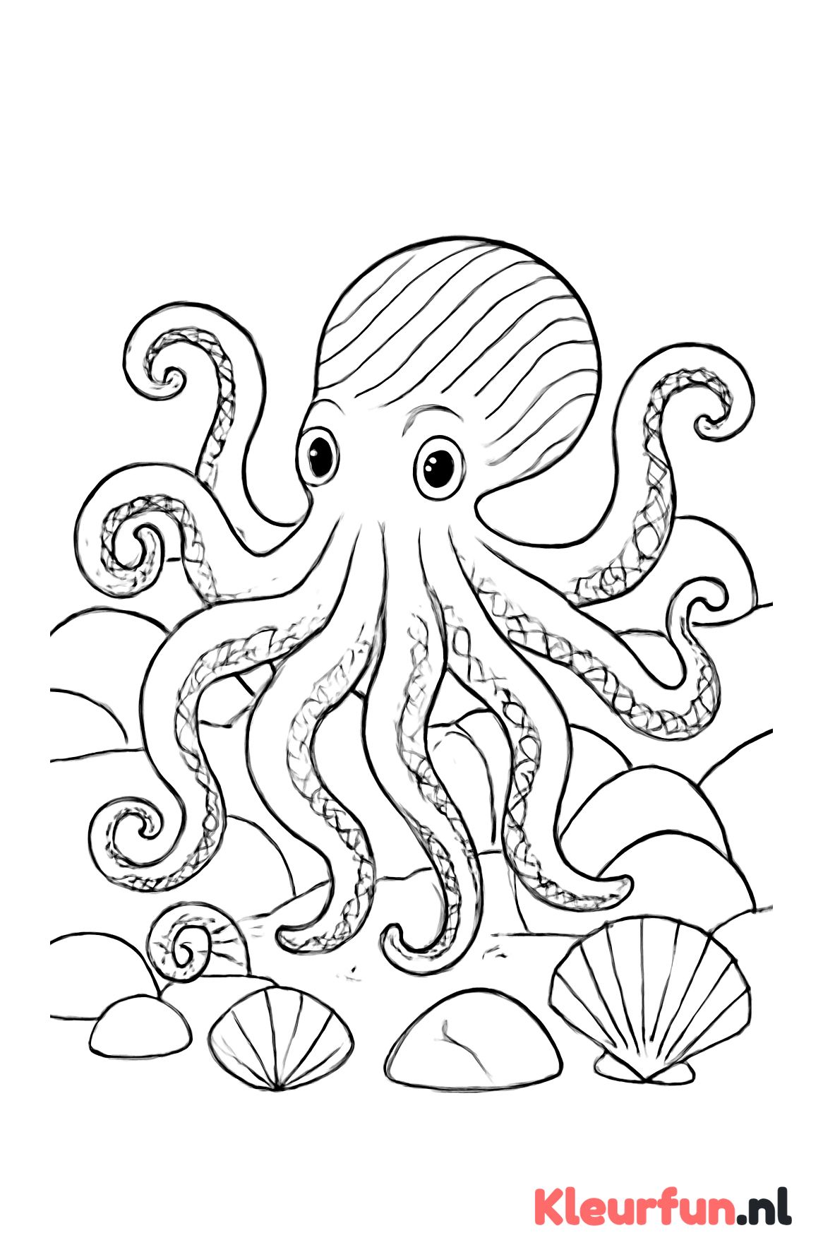 Verstopte Octopus tussen Rotsen