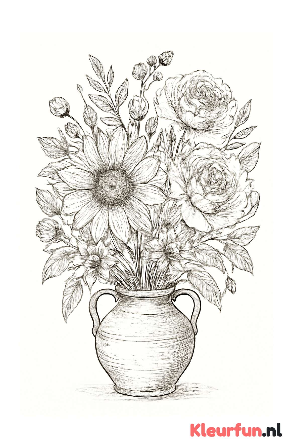 Vintage vaas met gemengde bloemen