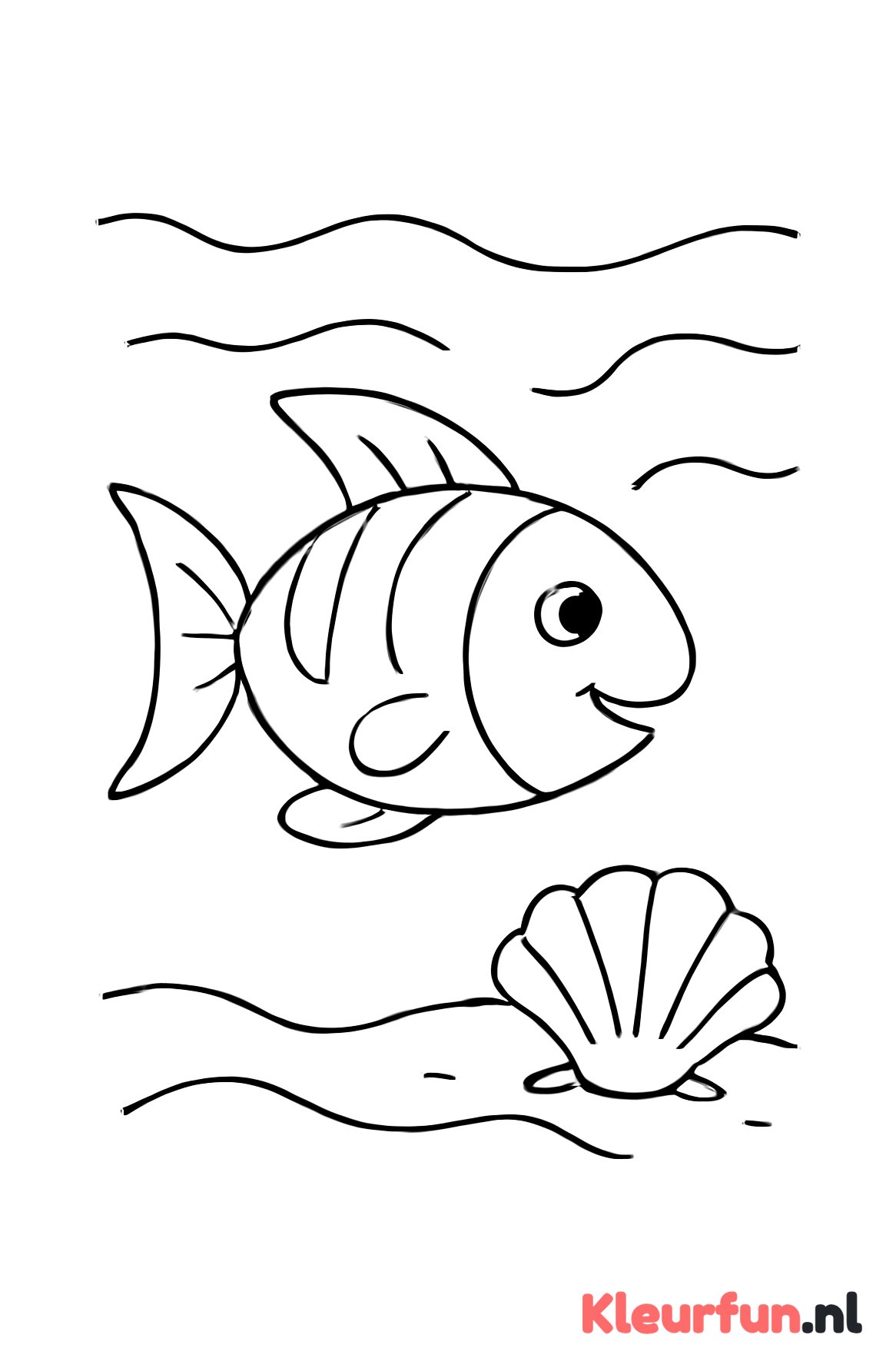 Vis bij schelp