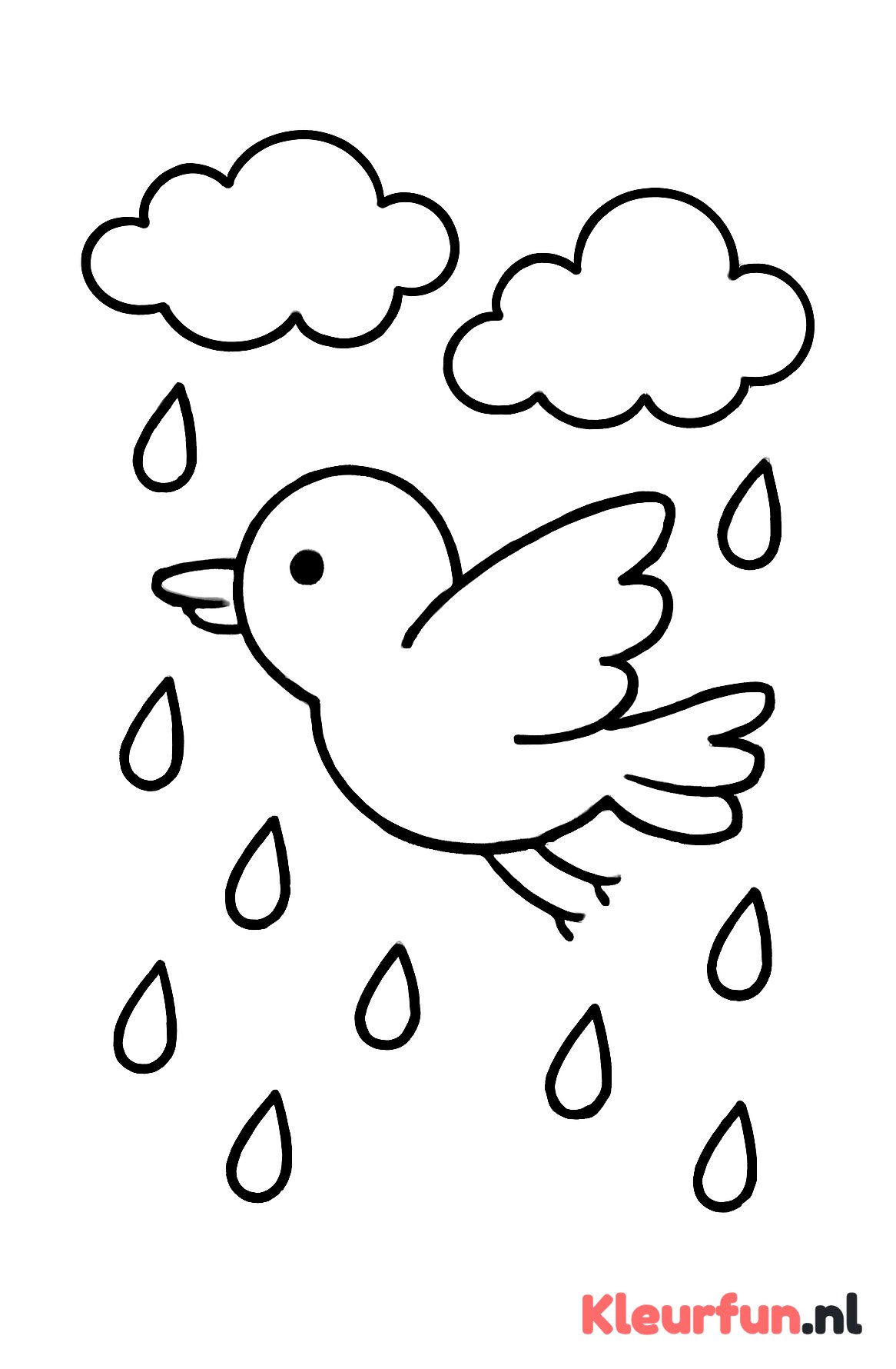 Vogel in de regen