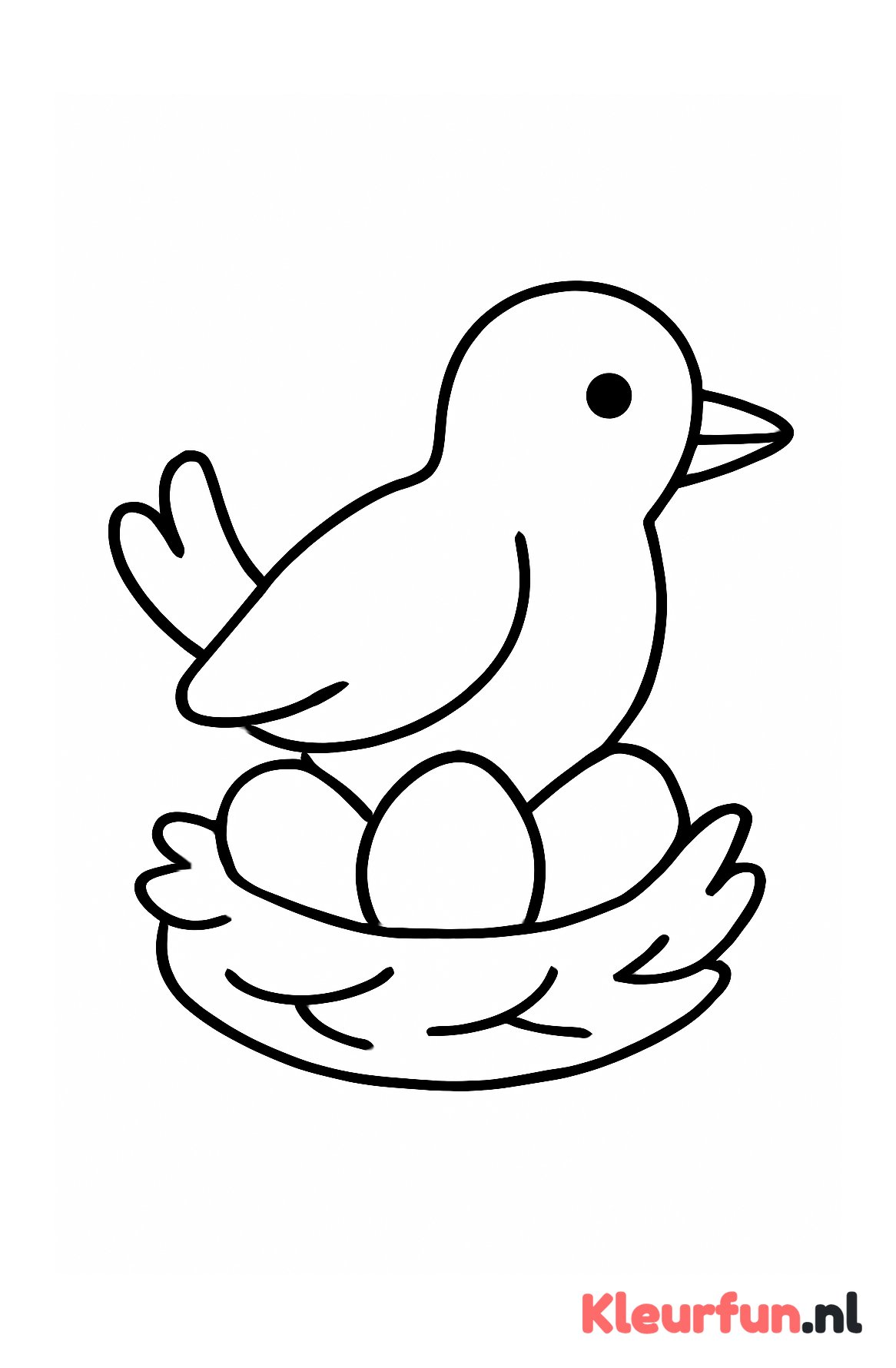Vogel in nest met eieren