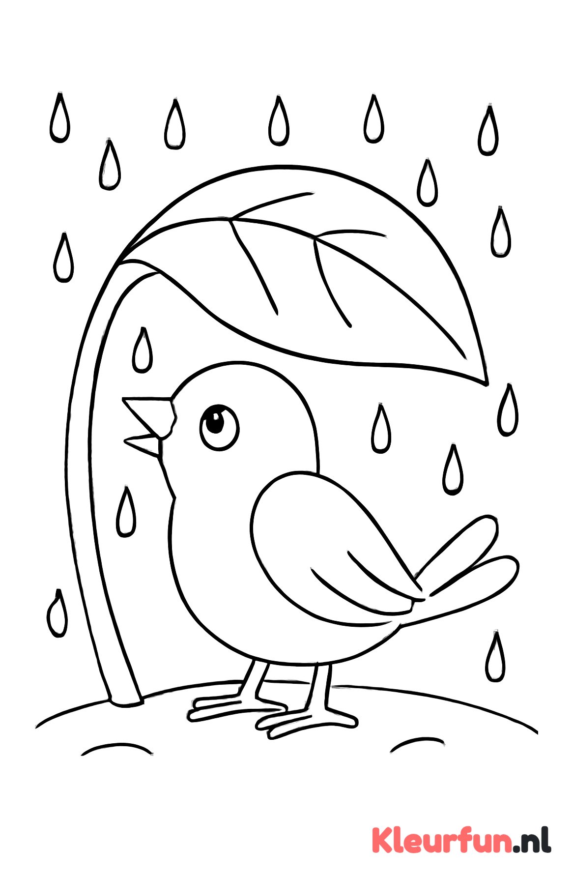 Vogel schuilend onder blad
