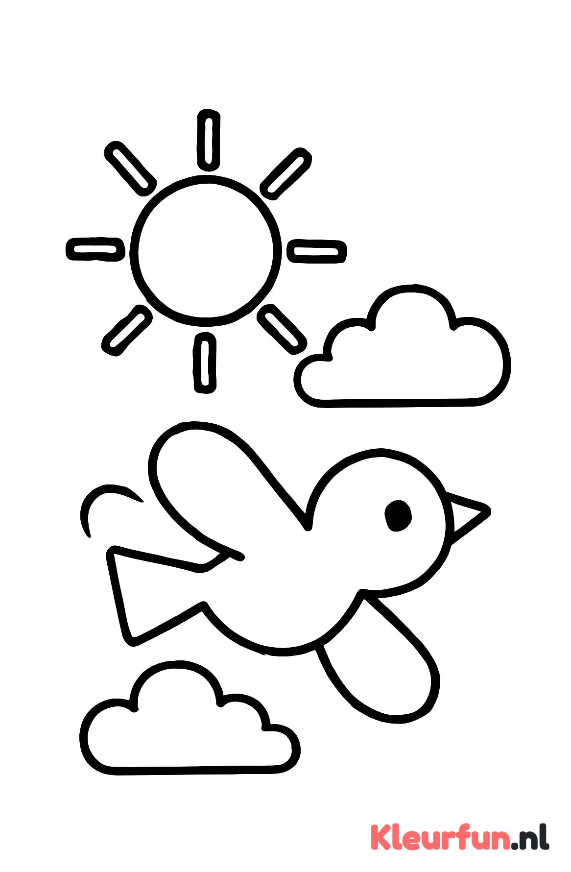 Zon en vogel in het voorjaar