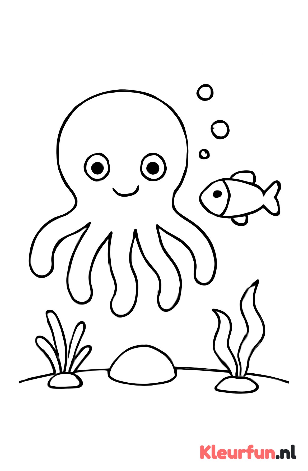 Vriendelijke octopus en vis