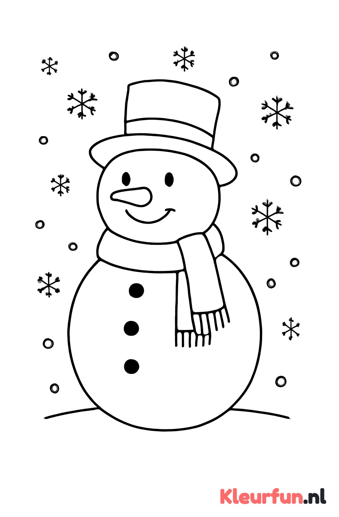 Vriendelijke sneeuwpop met hoed en sjaal