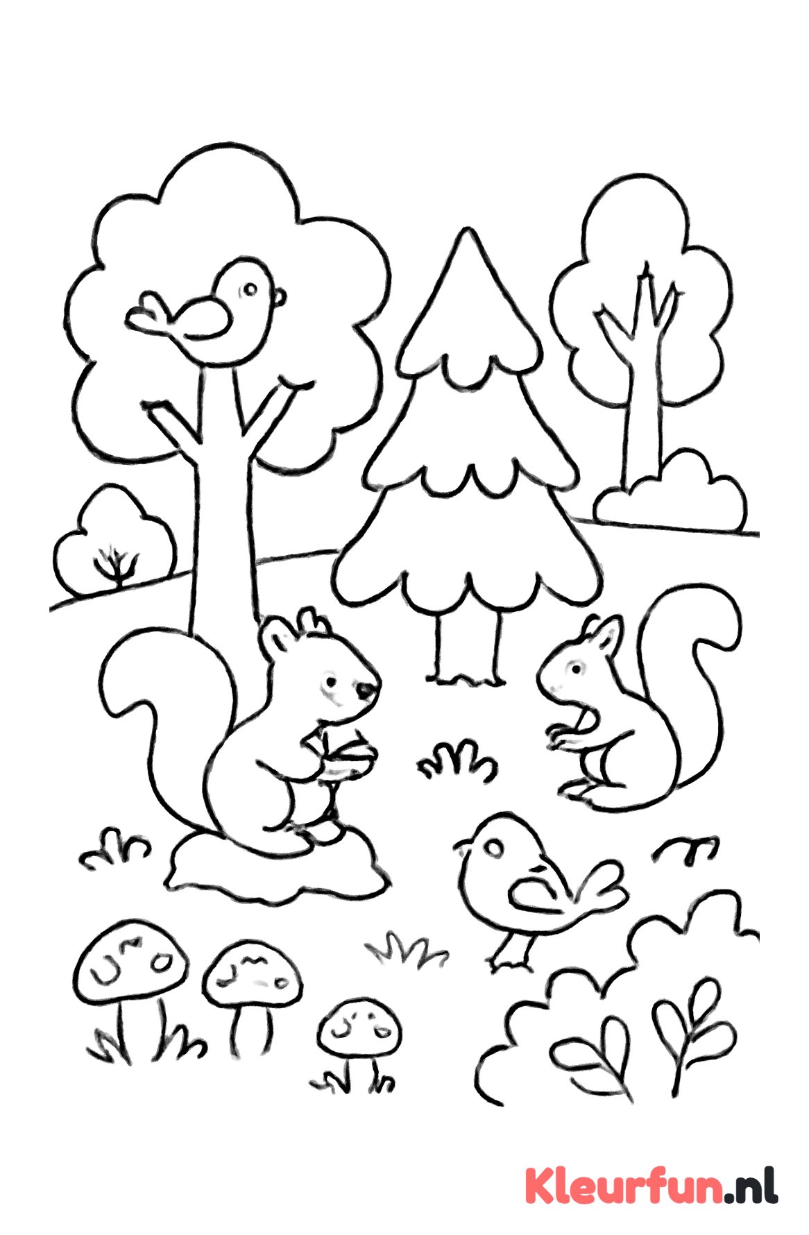 Vrolijk bos met dieren