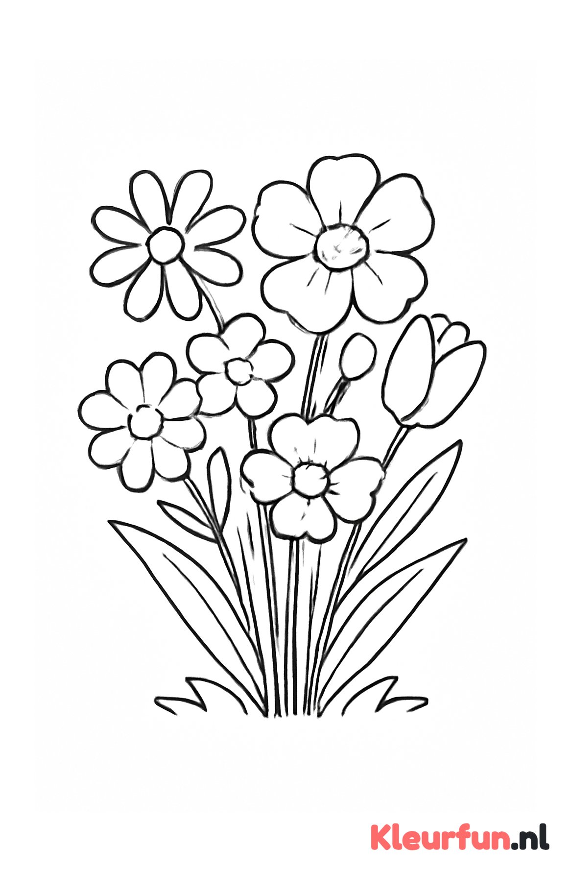 Vrolijke bos bloemen in de weide