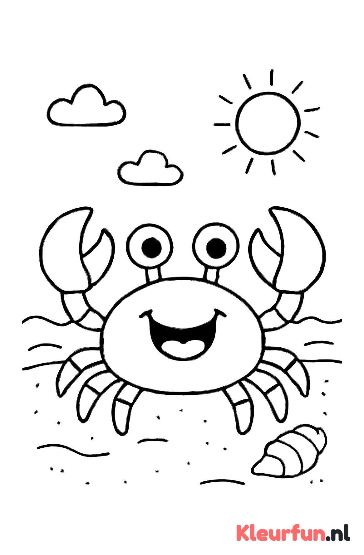 Vrolijke krab op het strand