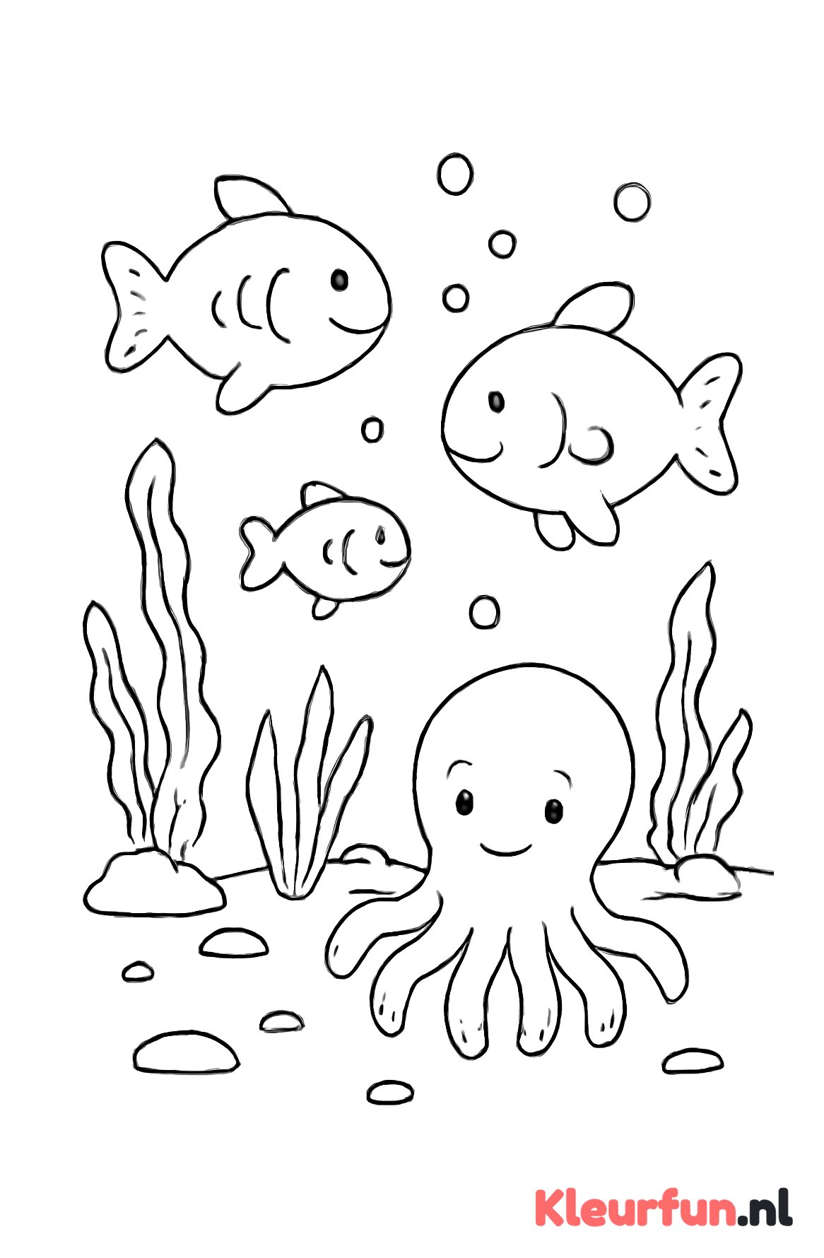 Vrolijke onderwaterwereld met vissen en octopus
