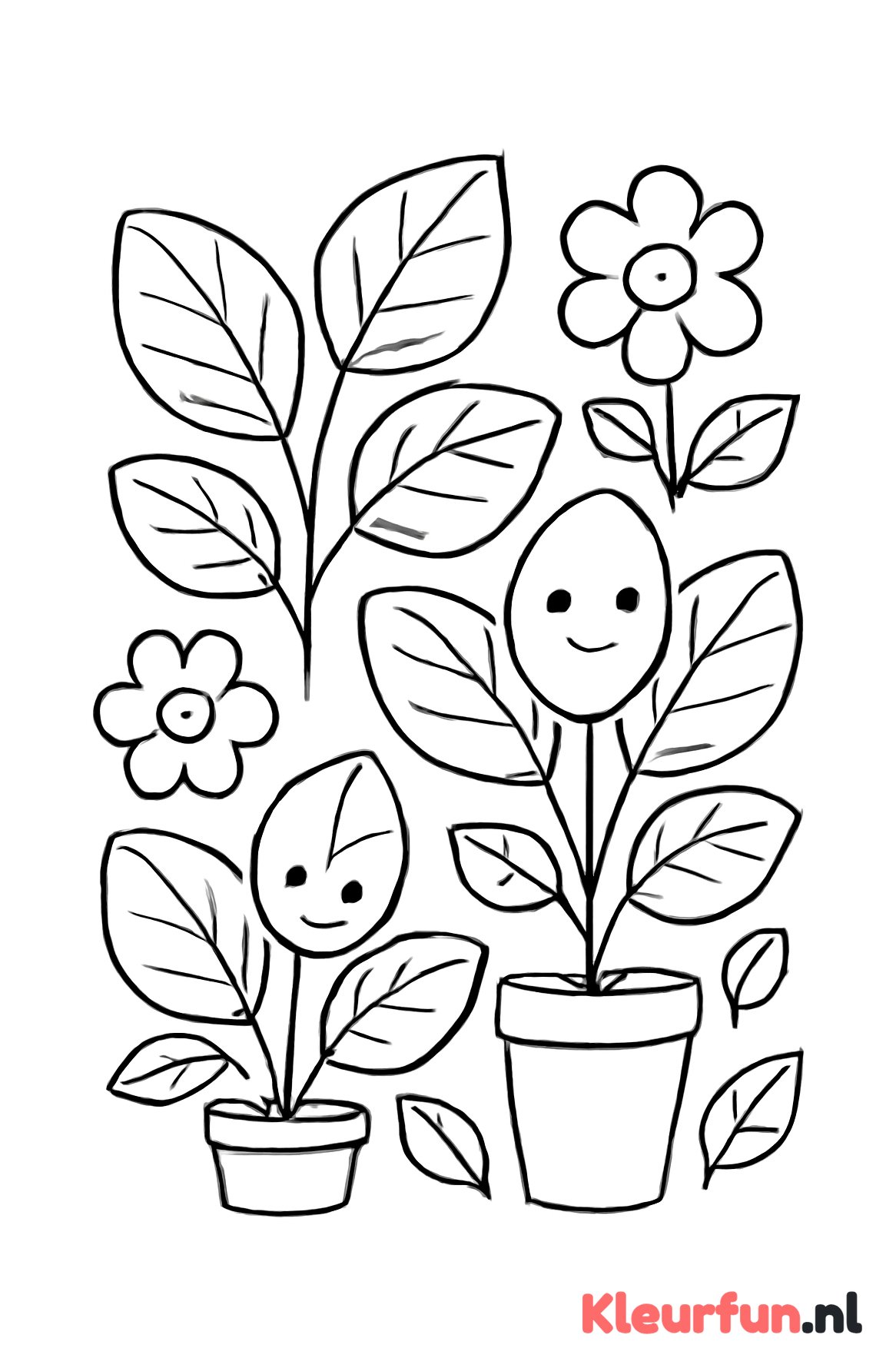 Vrolijke plantjes met bloemen