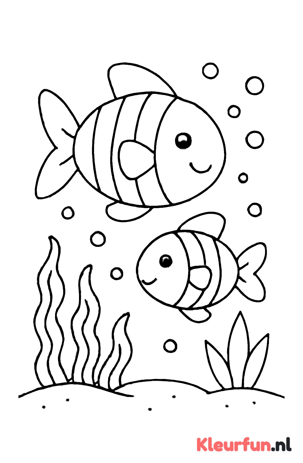 Vrolijke vissen en bubbels onder water