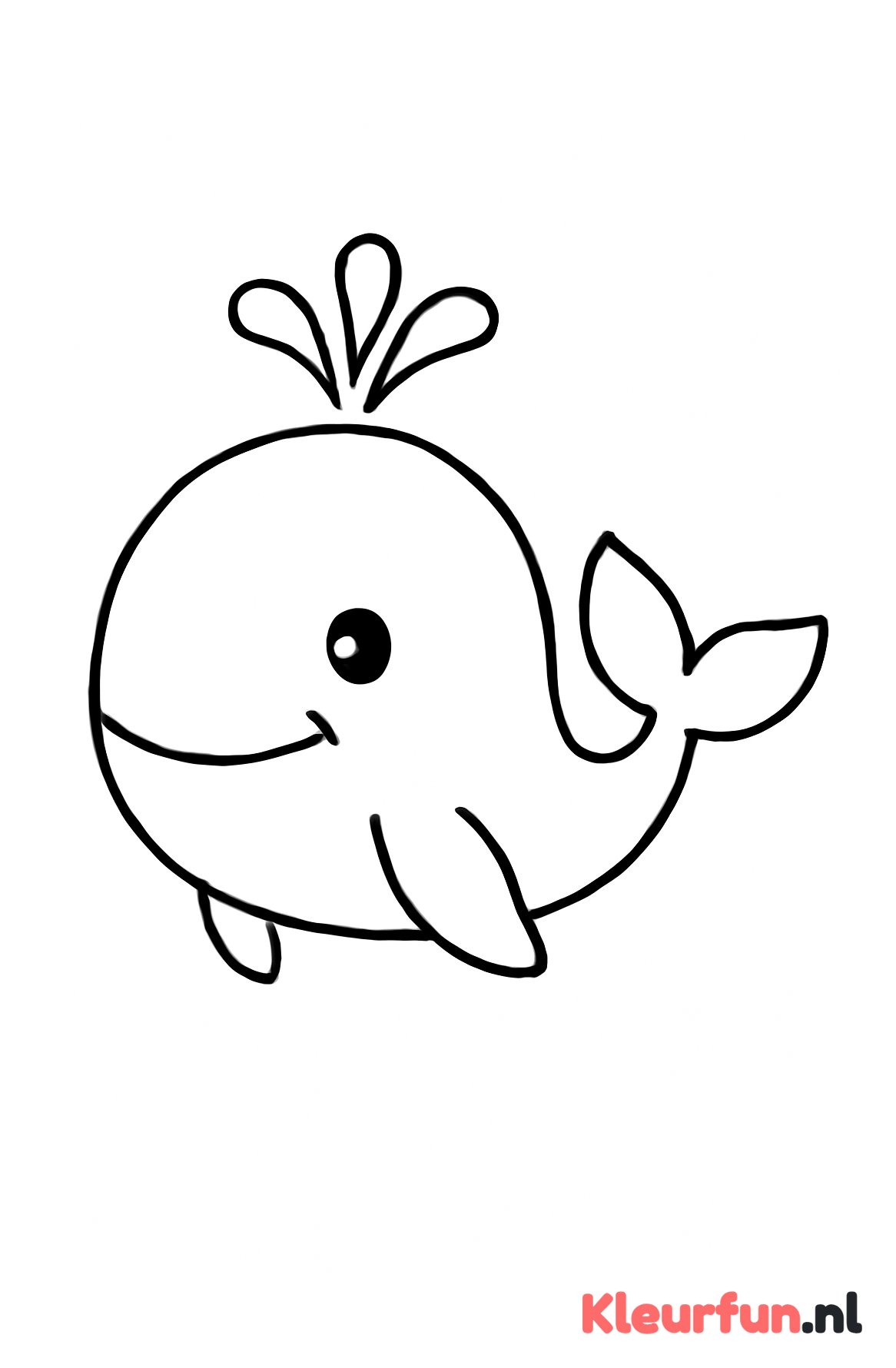 Vrolijke Walvis Blazen Kleurplaat