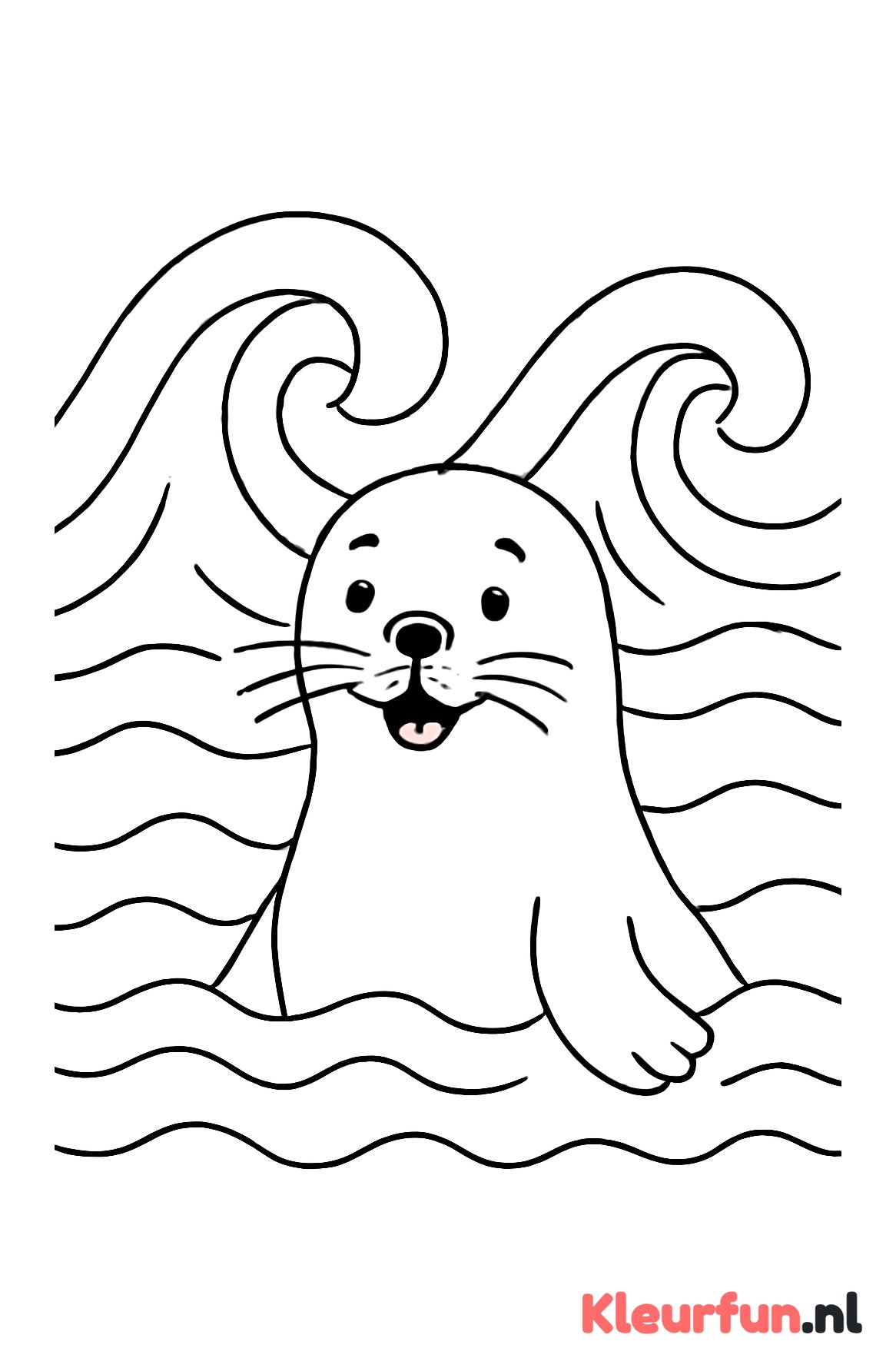 Vrolijke zeehond met golven