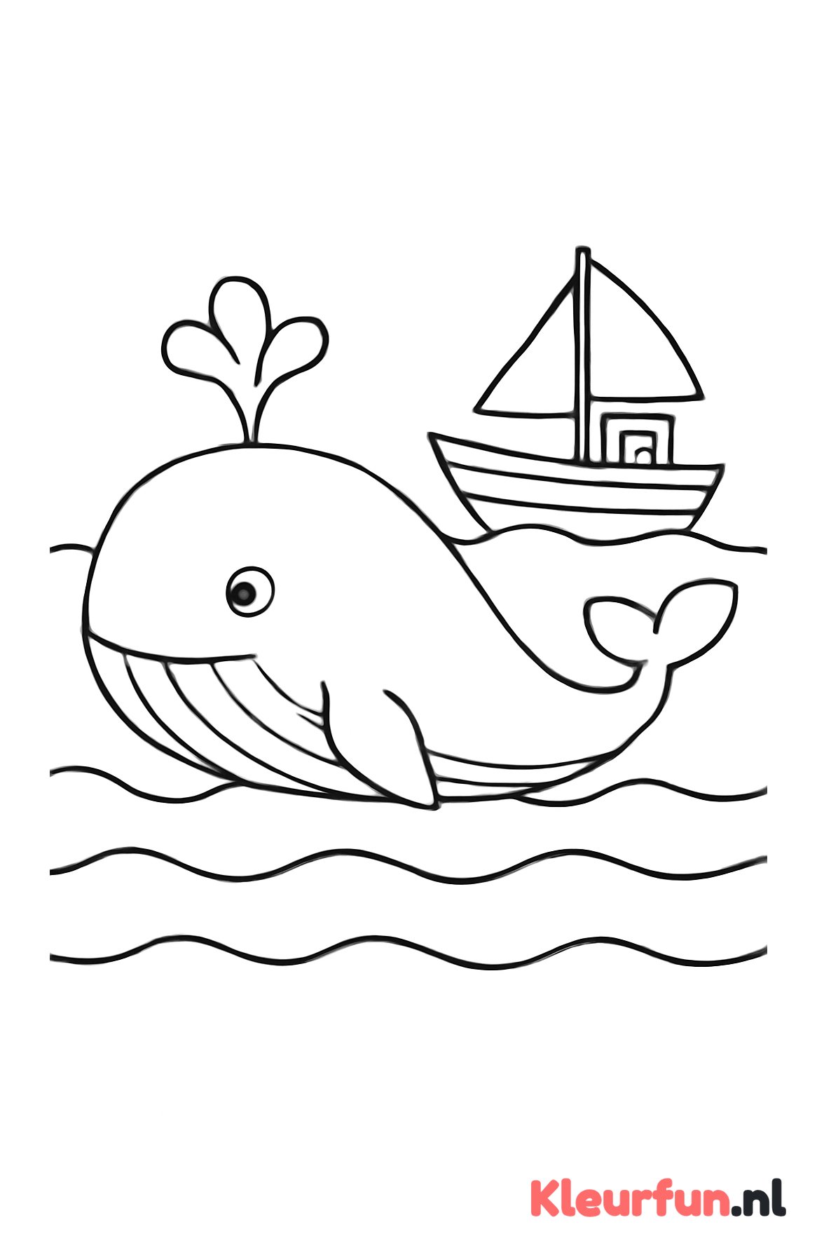 Walvis zwemt bij boot