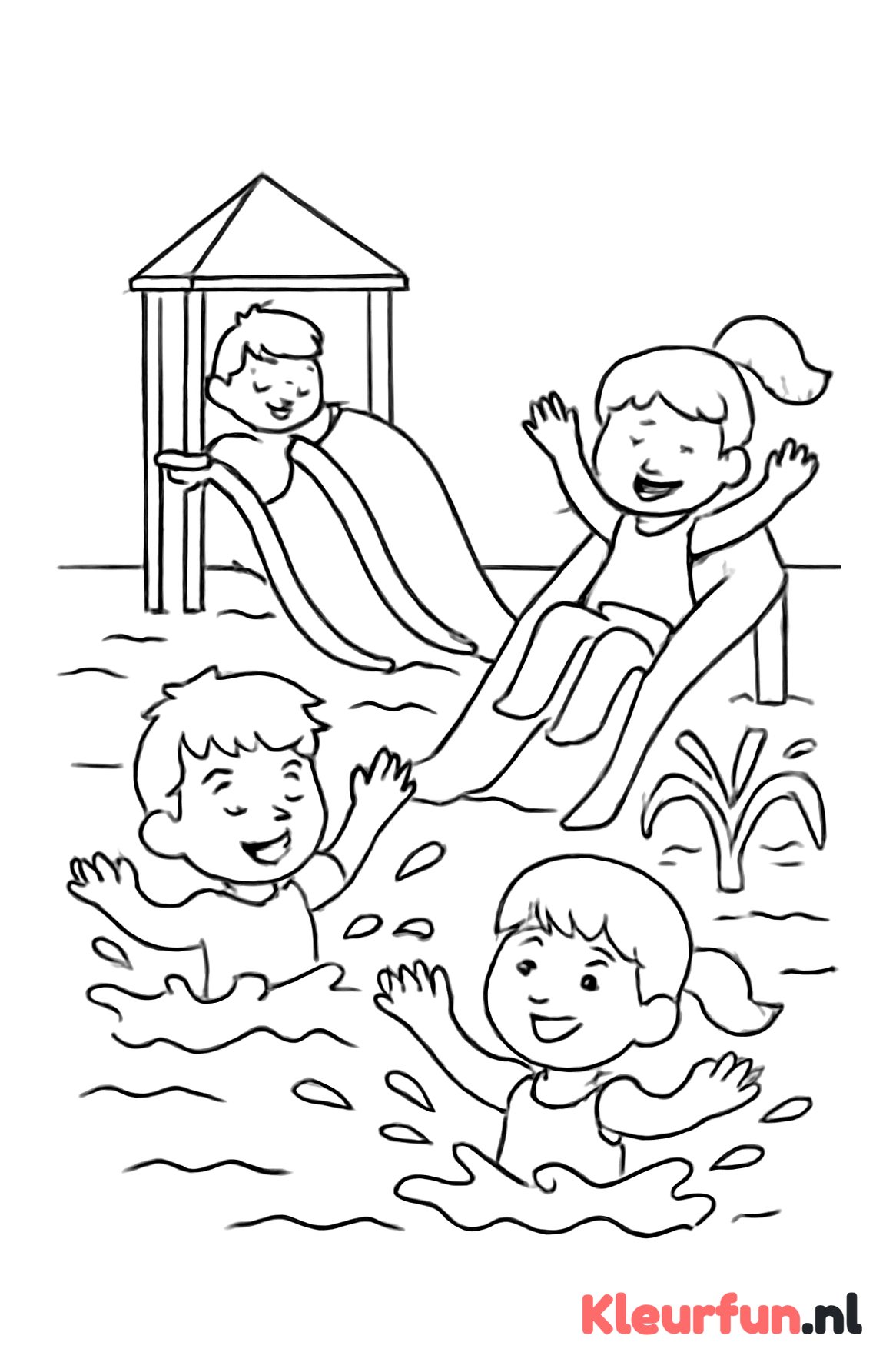 Kinderen zwemmen in het waterpark