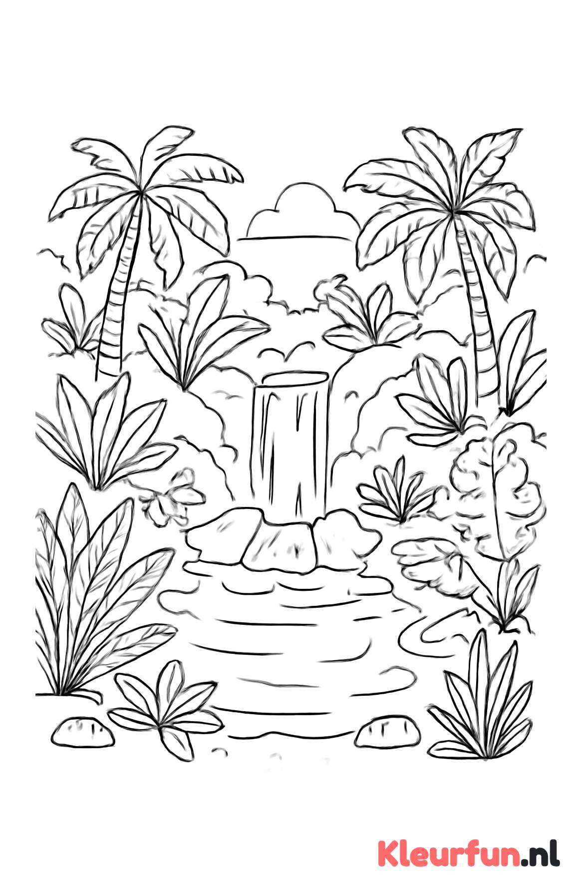 Jungle met waterval en vijver