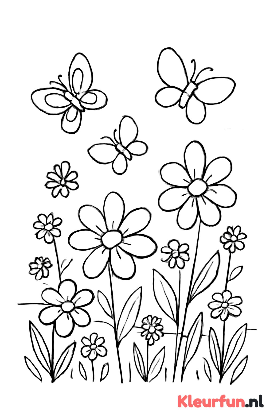 Weide met vlinders en bloemen