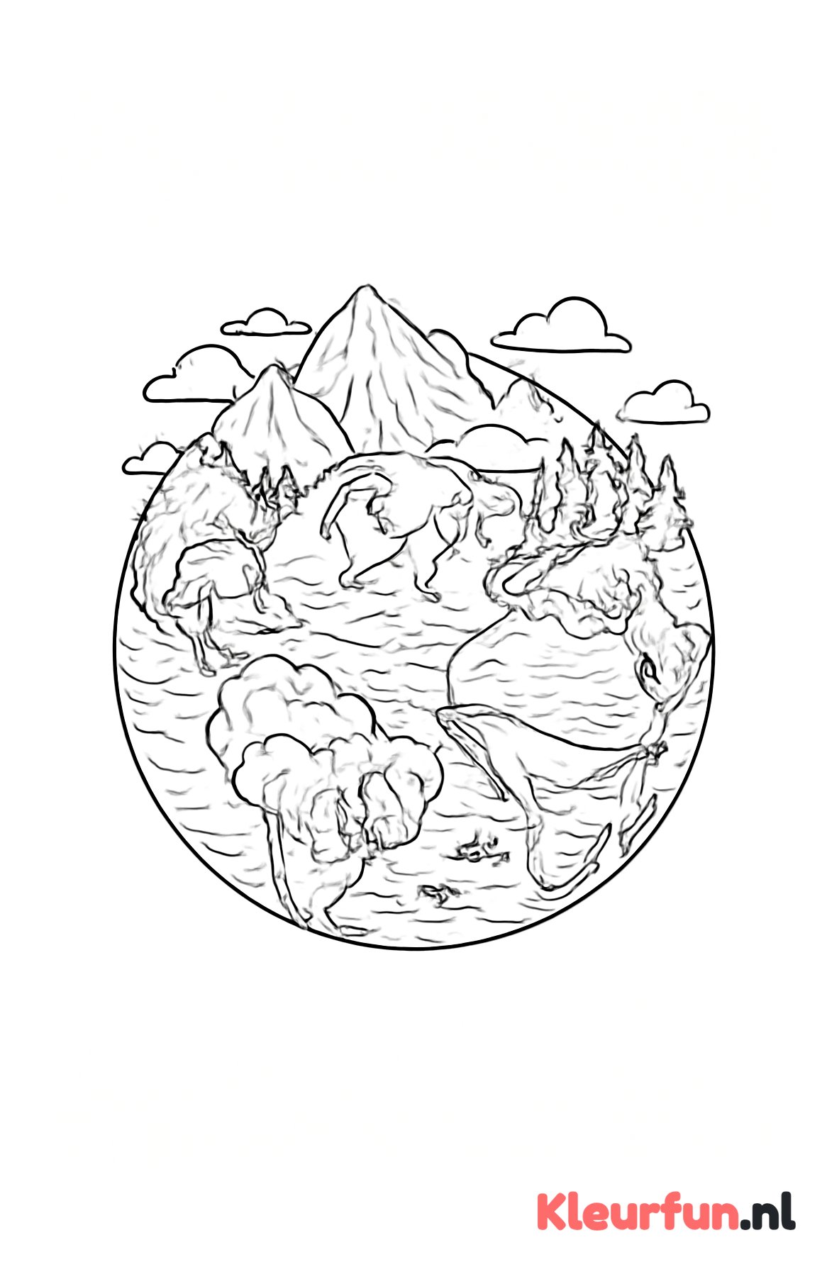 Wereldbol met landschappen