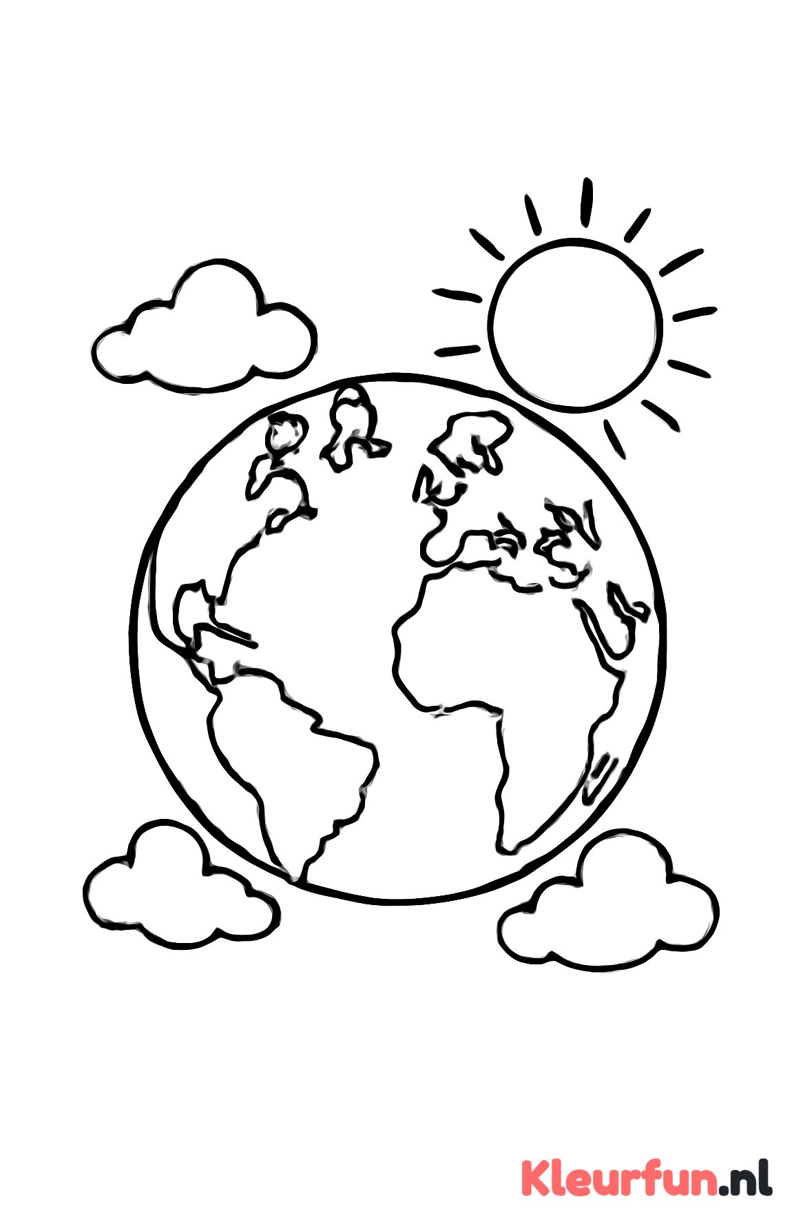 Wereldbol met wolken en zon