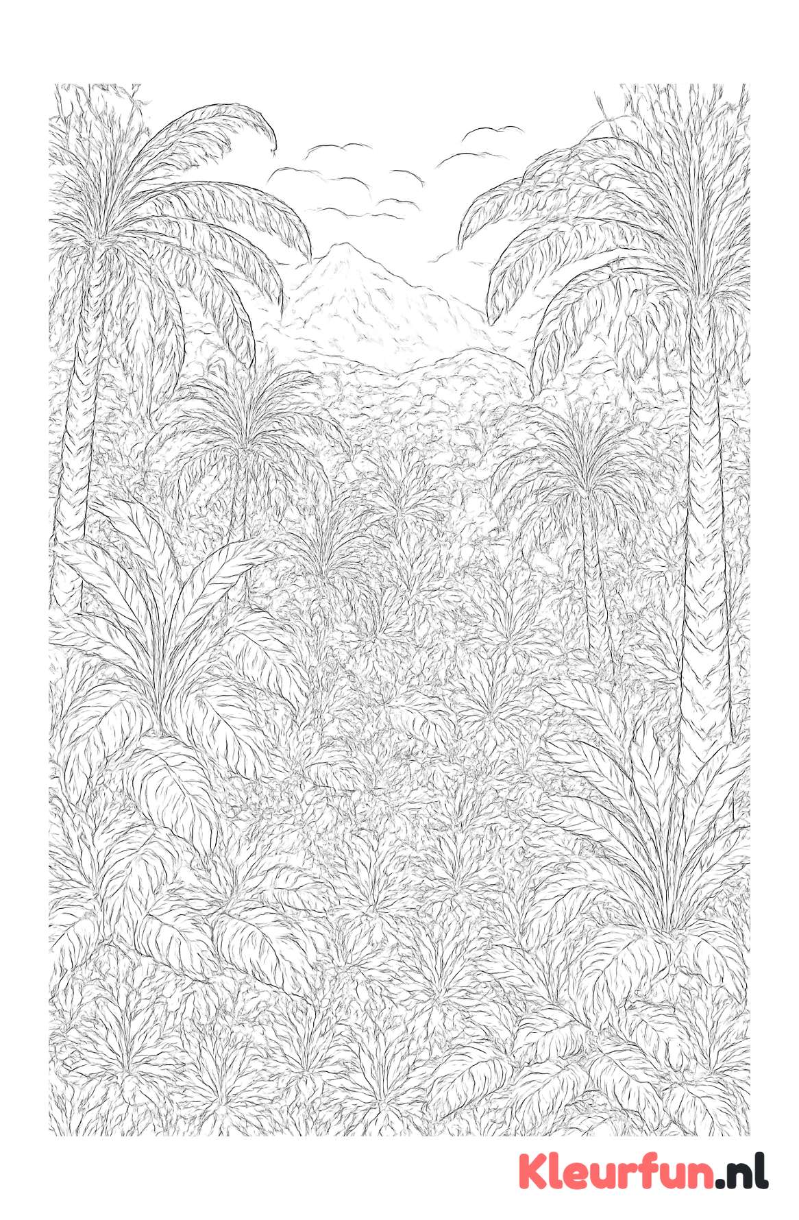 Wijd jungle landschap met bergen