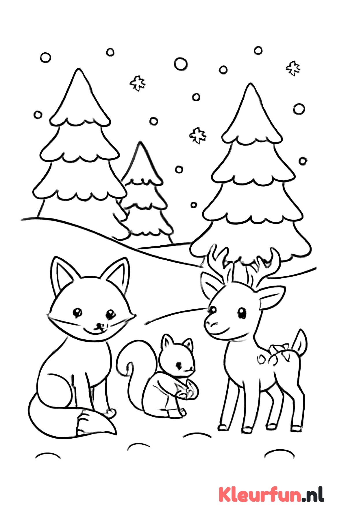 Winterdieren in de sneeuw