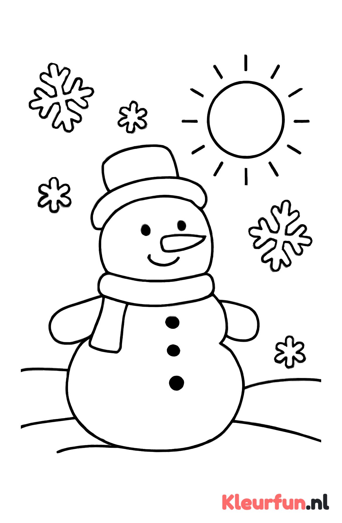 Eenvoudige sneeuwpop in winterlandschap
