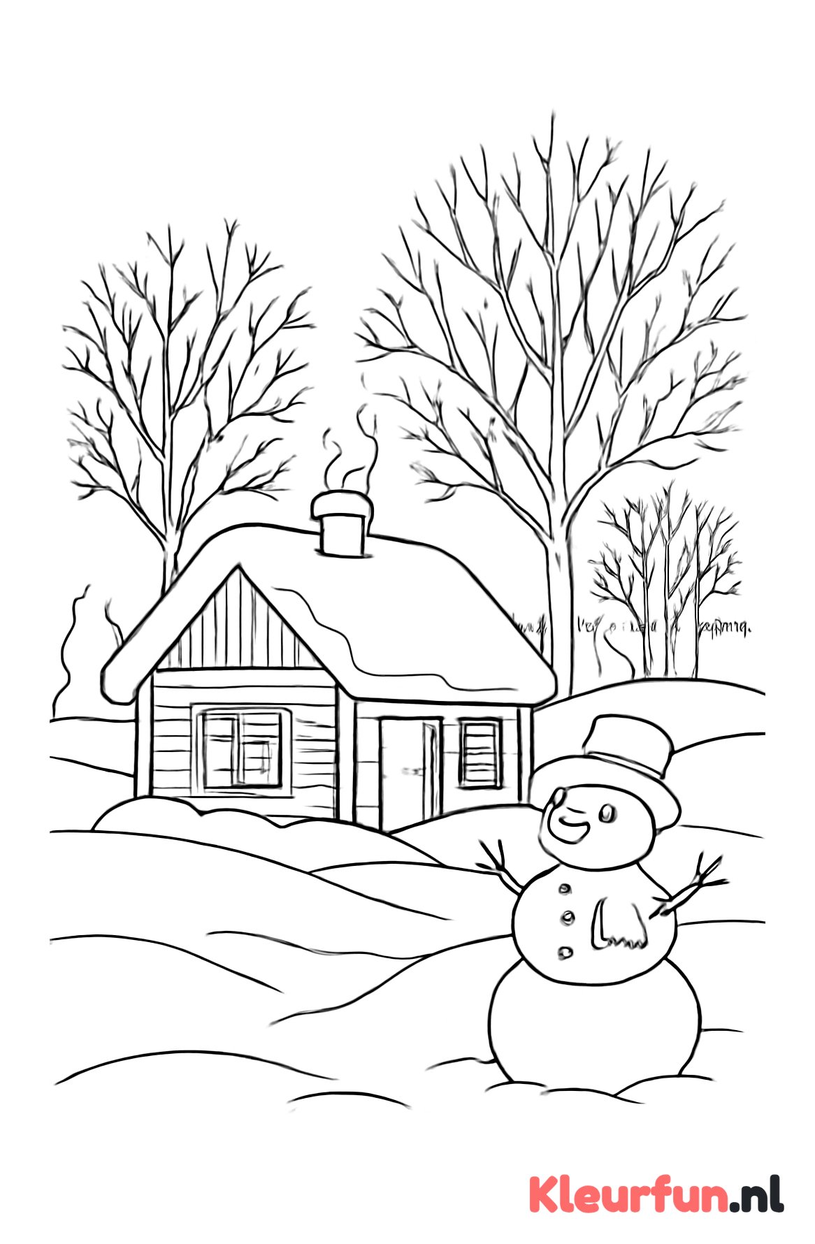 Winterchalet in het landschap