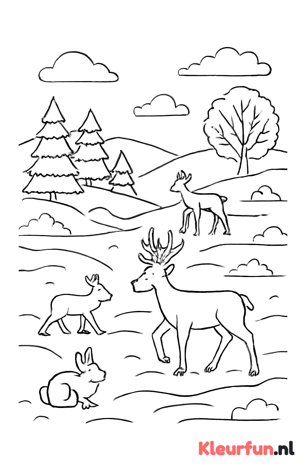 Wilde dieren in winterlandschap