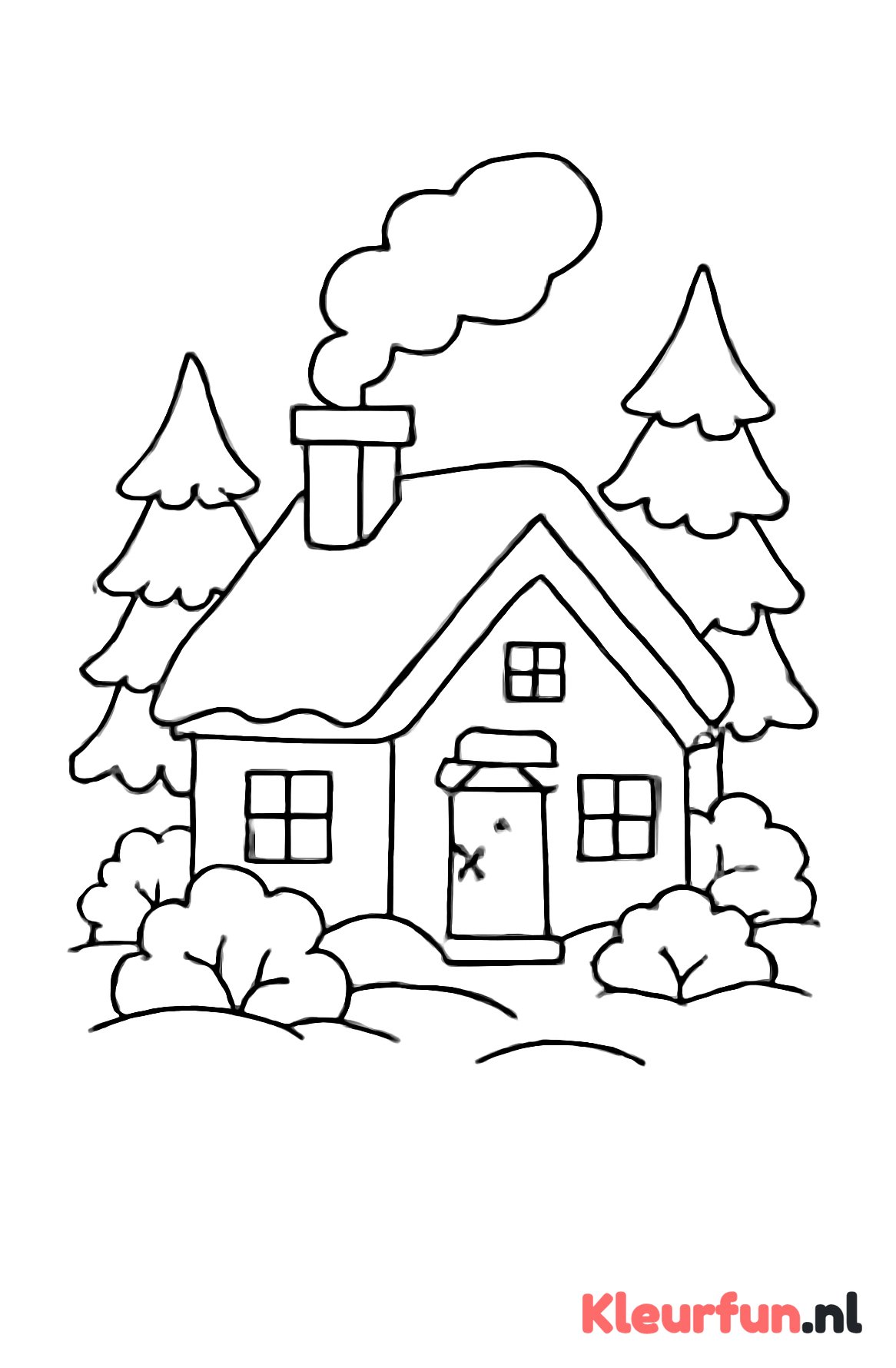 Winterhuis in dennenbos