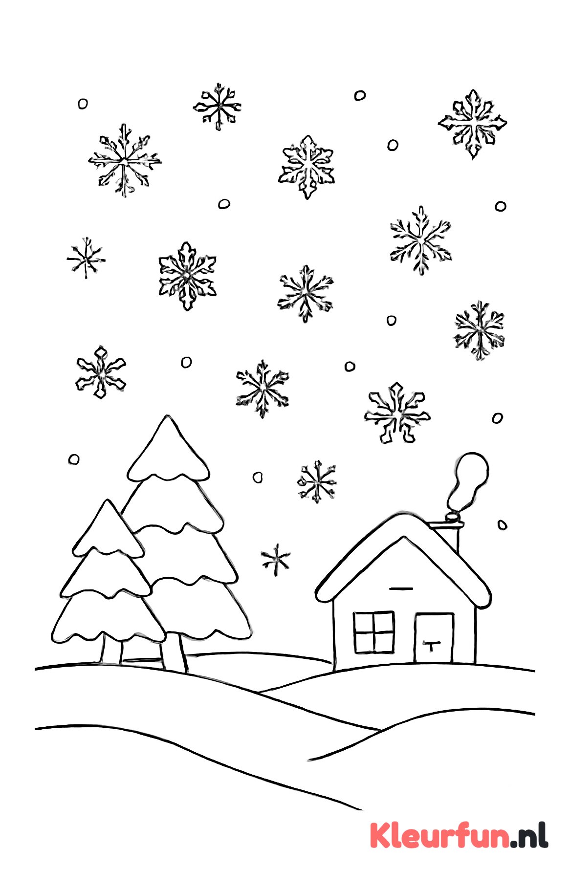 Winterlandschap met sneeuwvlokken