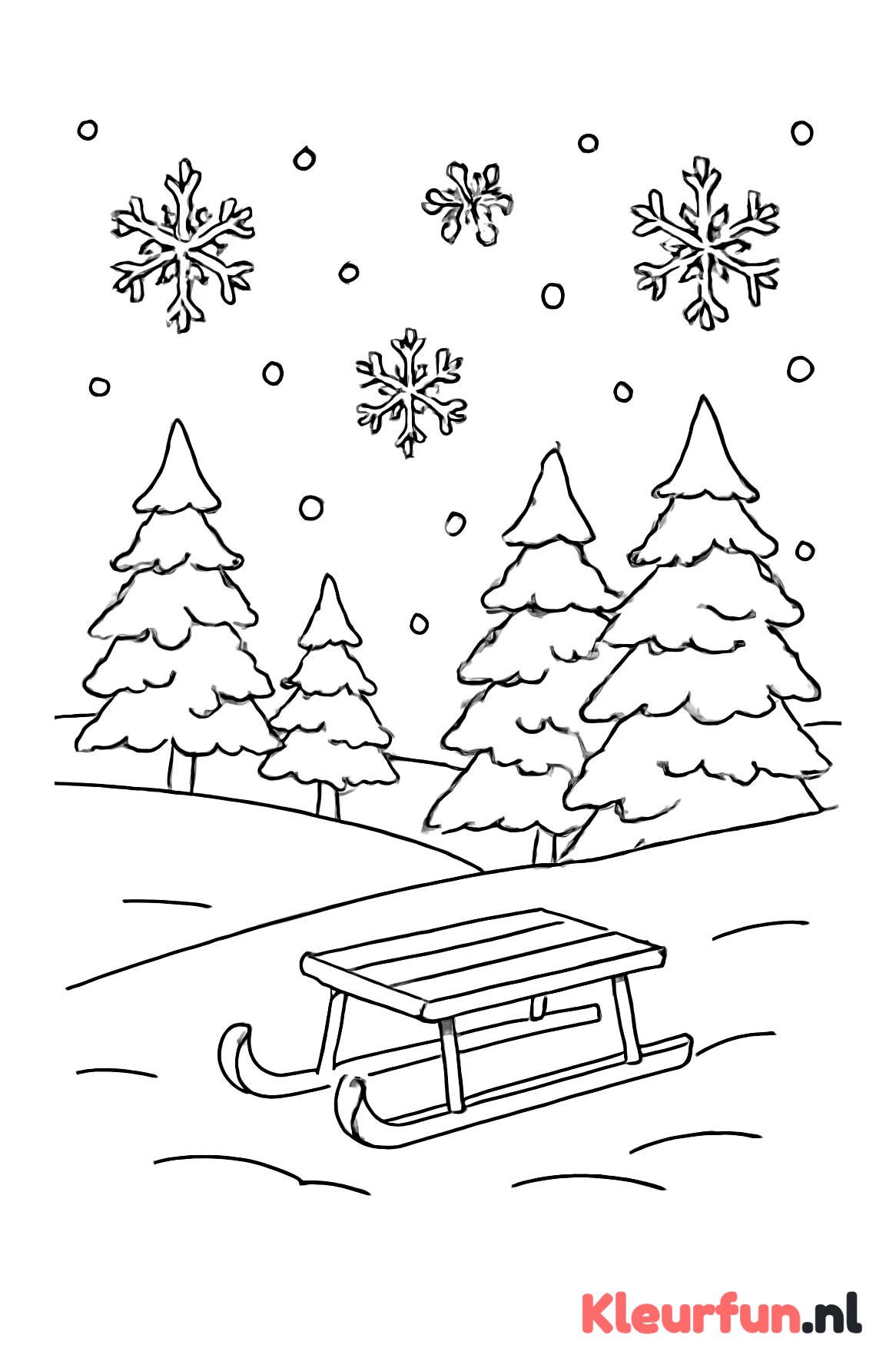 Winters landschap met sneeuwvlokken