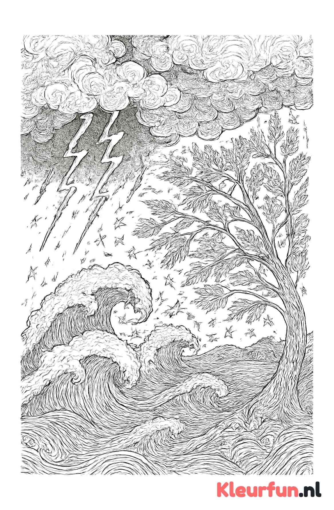 Woeste storm op het meer