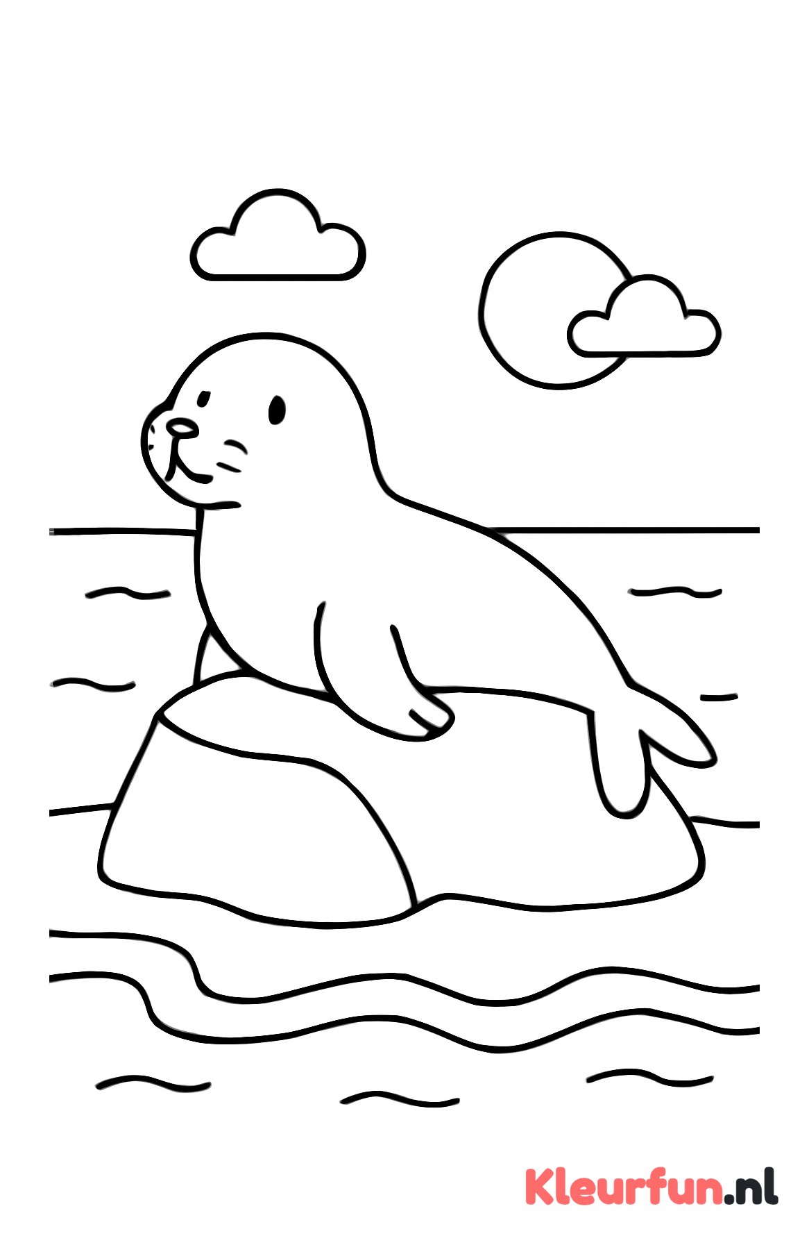 Zeehond op rots bij strand
