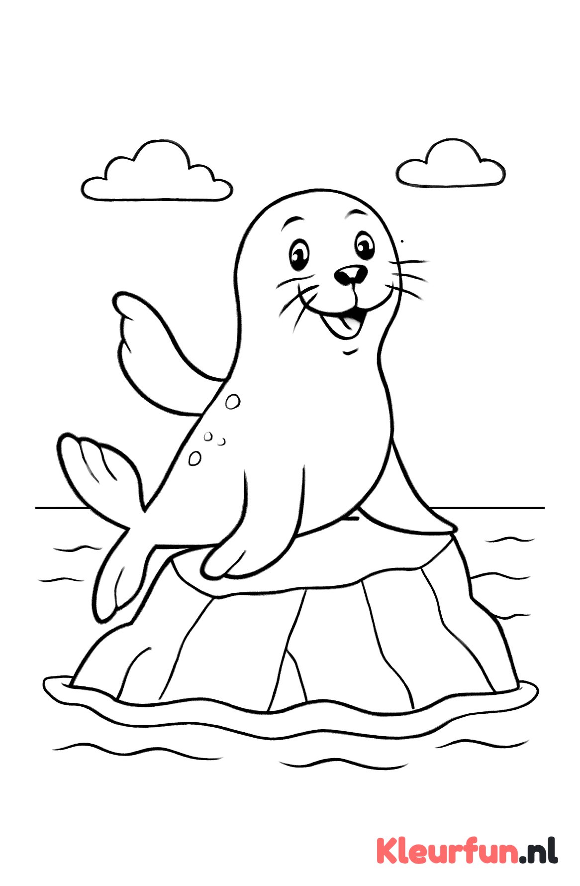 Zeehond spelend op rots