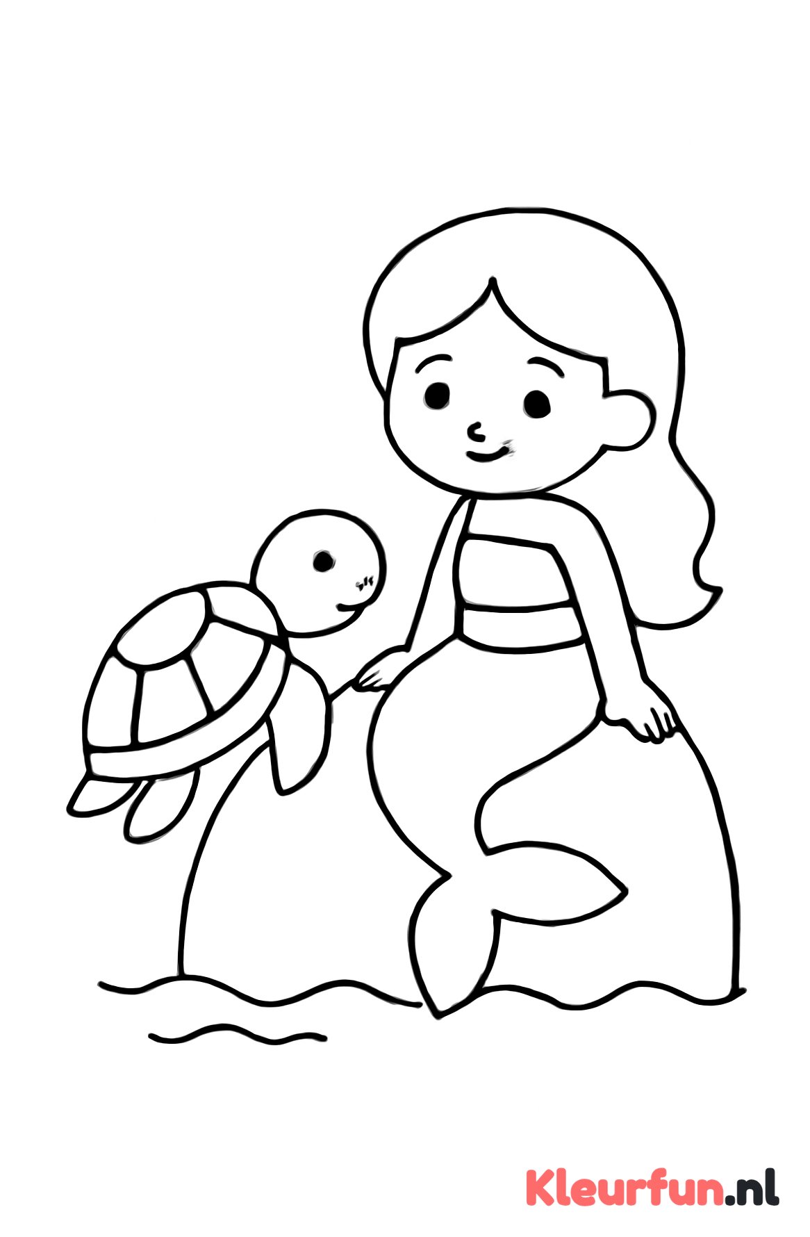 Zeemeermin op rots met schildpad