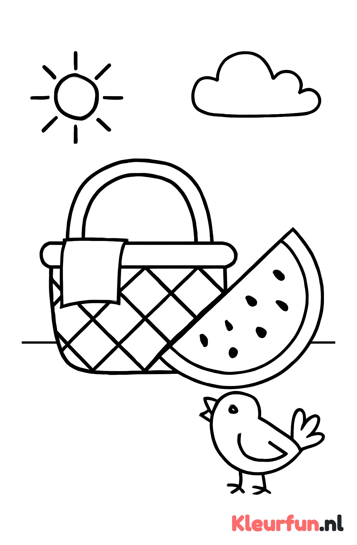 Zomer picknick met vogel