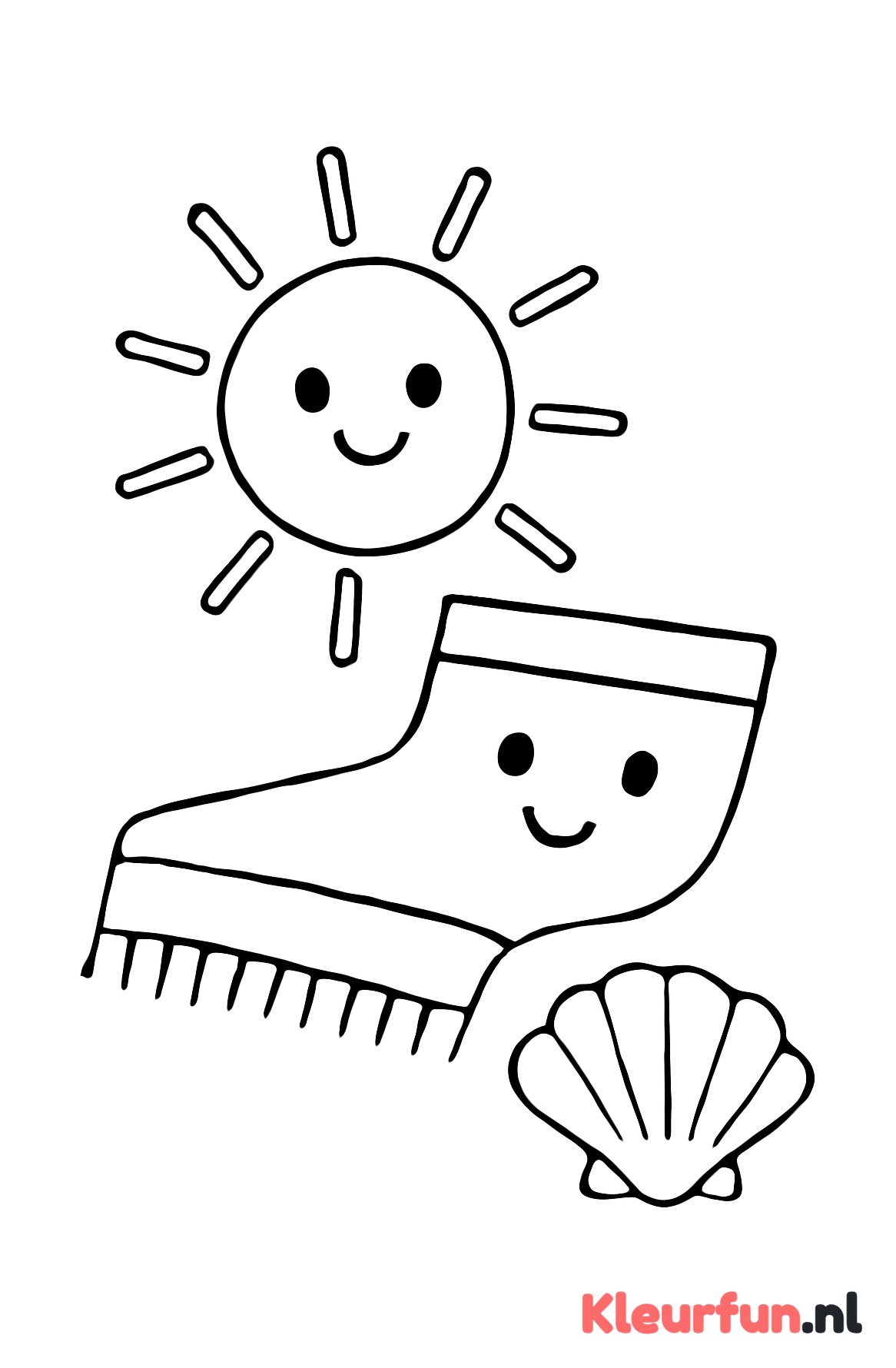 Zomerstrand met zon en schelp
