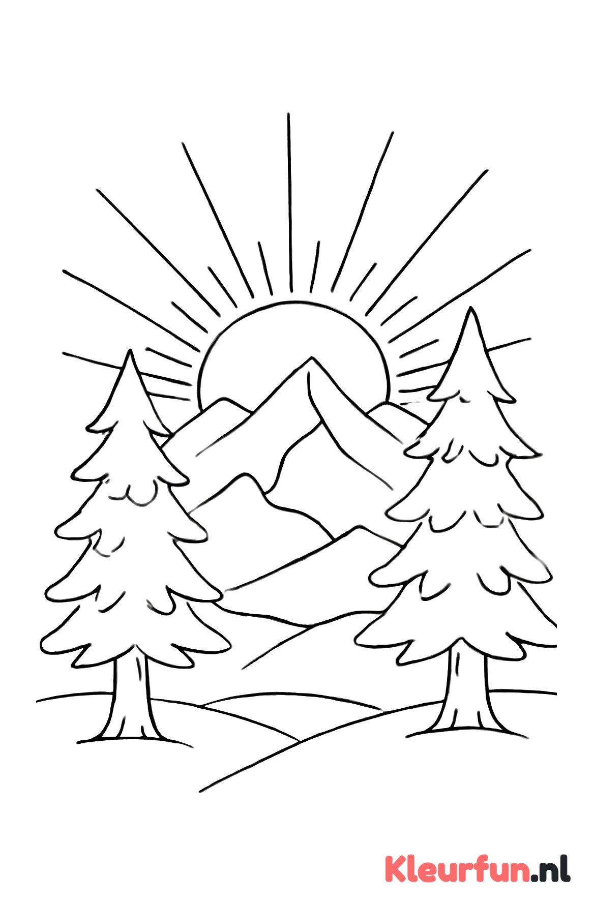 Zon achter bergen