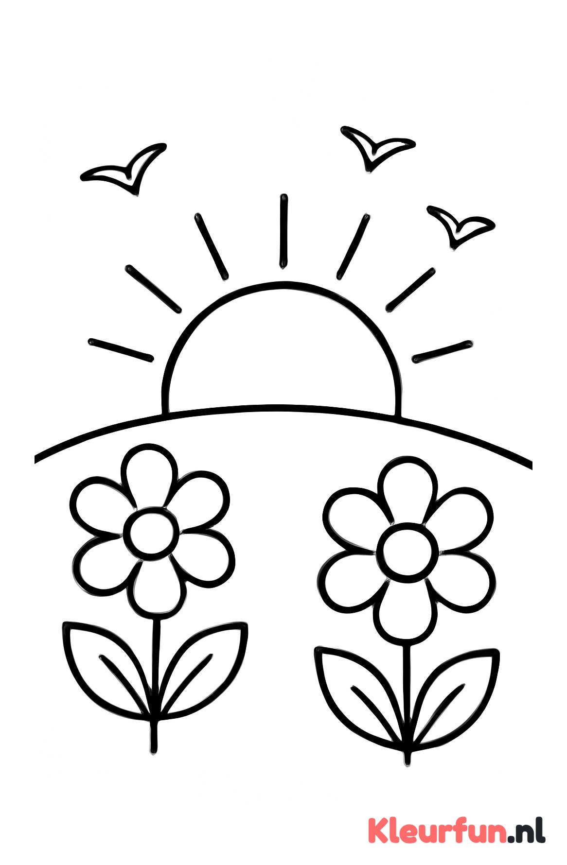 Zon opkomend achter heuvel