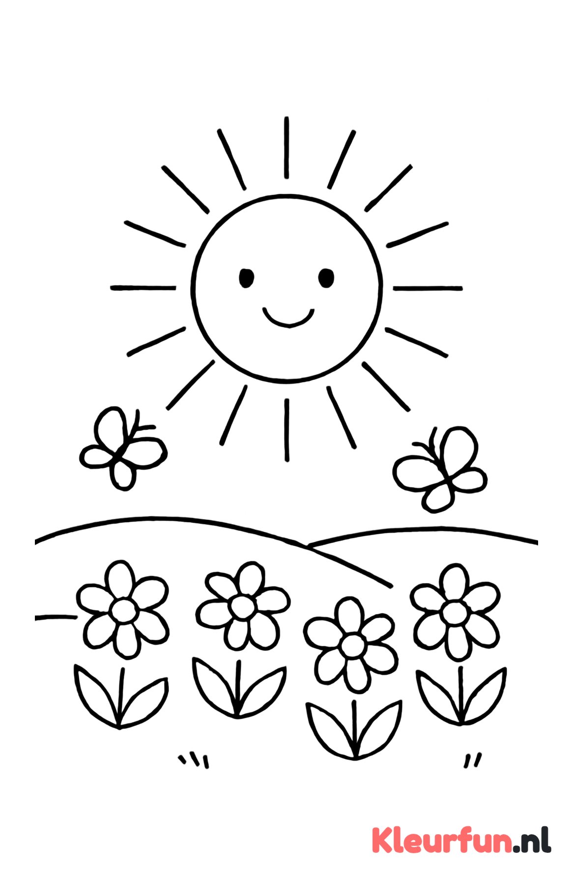 Zonnestralen over een veld met bloemen